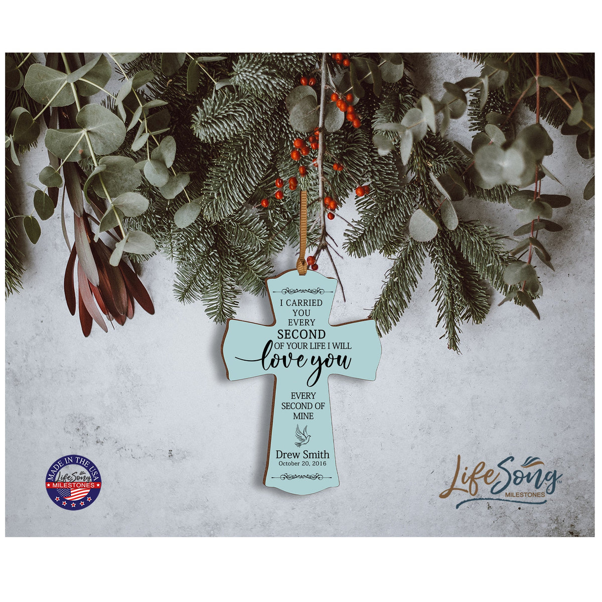 Custom Memorial Printed Wooden Cross 4x6 I Carried You Dove - LifeSong Milestones