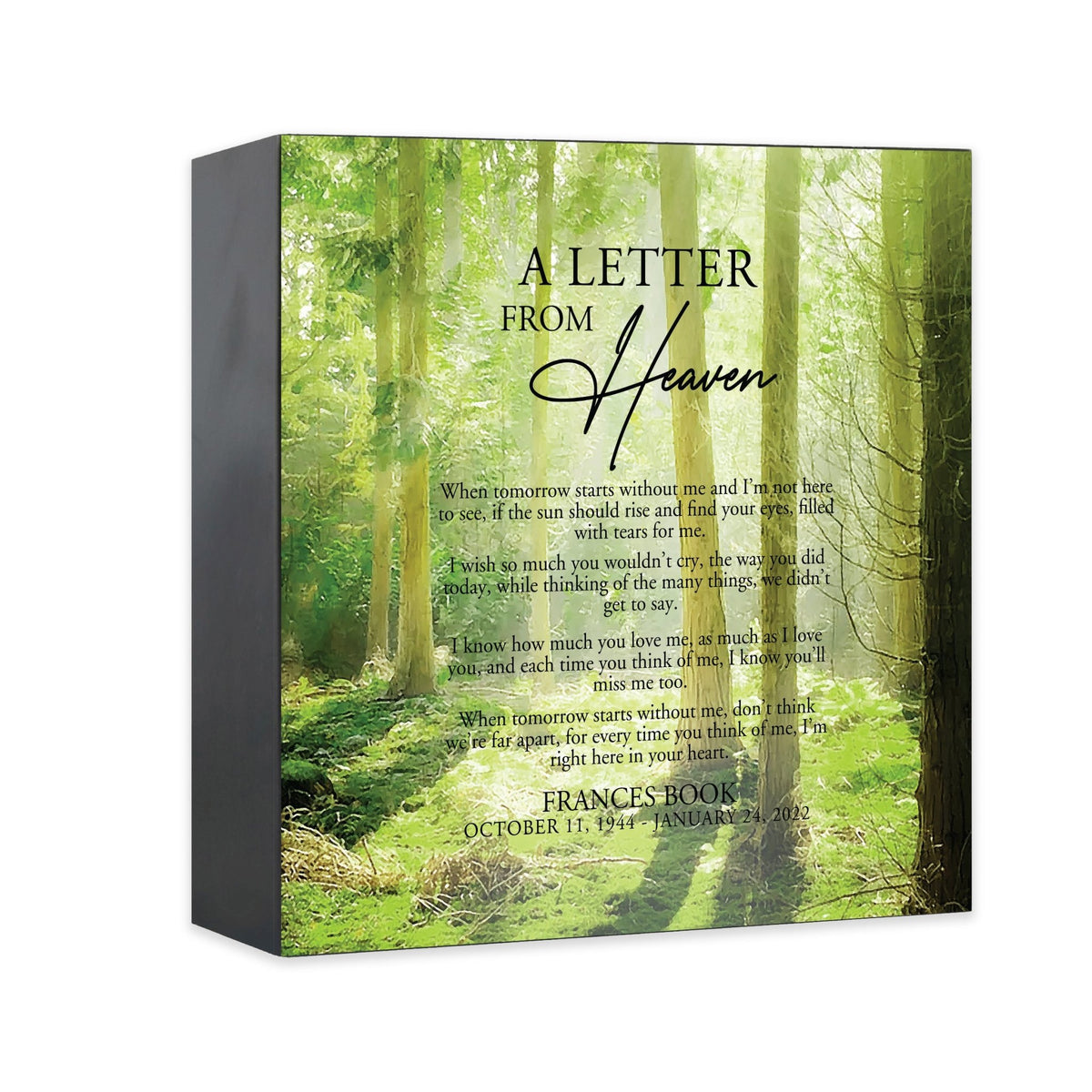 Personalized Funeral Shadow Box Cremation Urn For Human Ashes