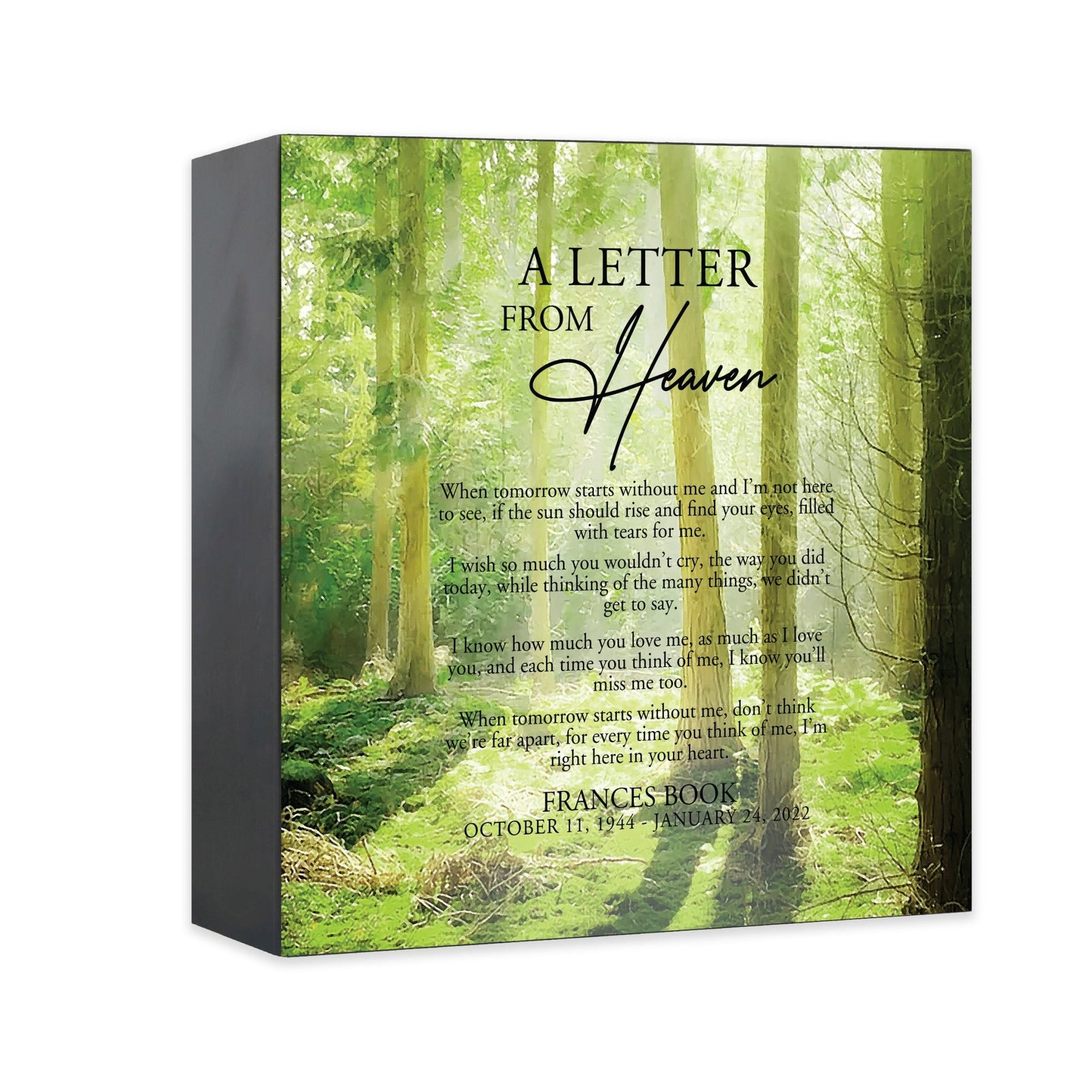 Personalized Funeral Shadow Box Cremation Urn For Human Ashes