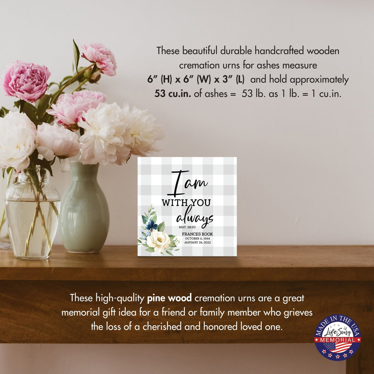 Personalized Modern Shadow Box Tabletop For Urn Ashes