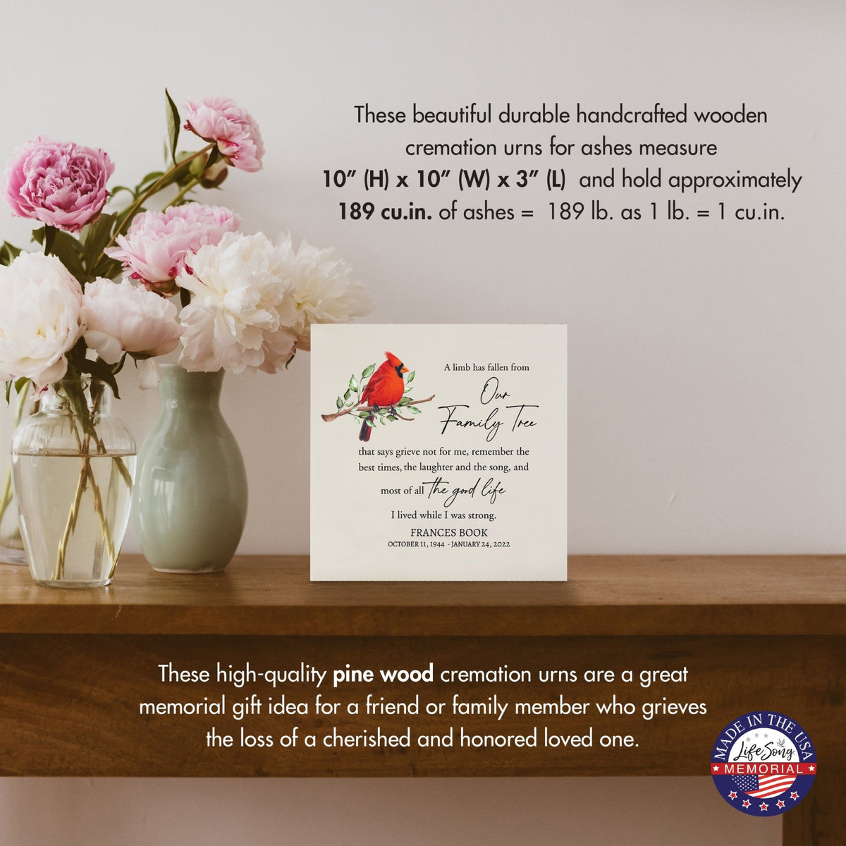 Personalized Modern Shadow Box Urn For Funeral Sympathy Gift