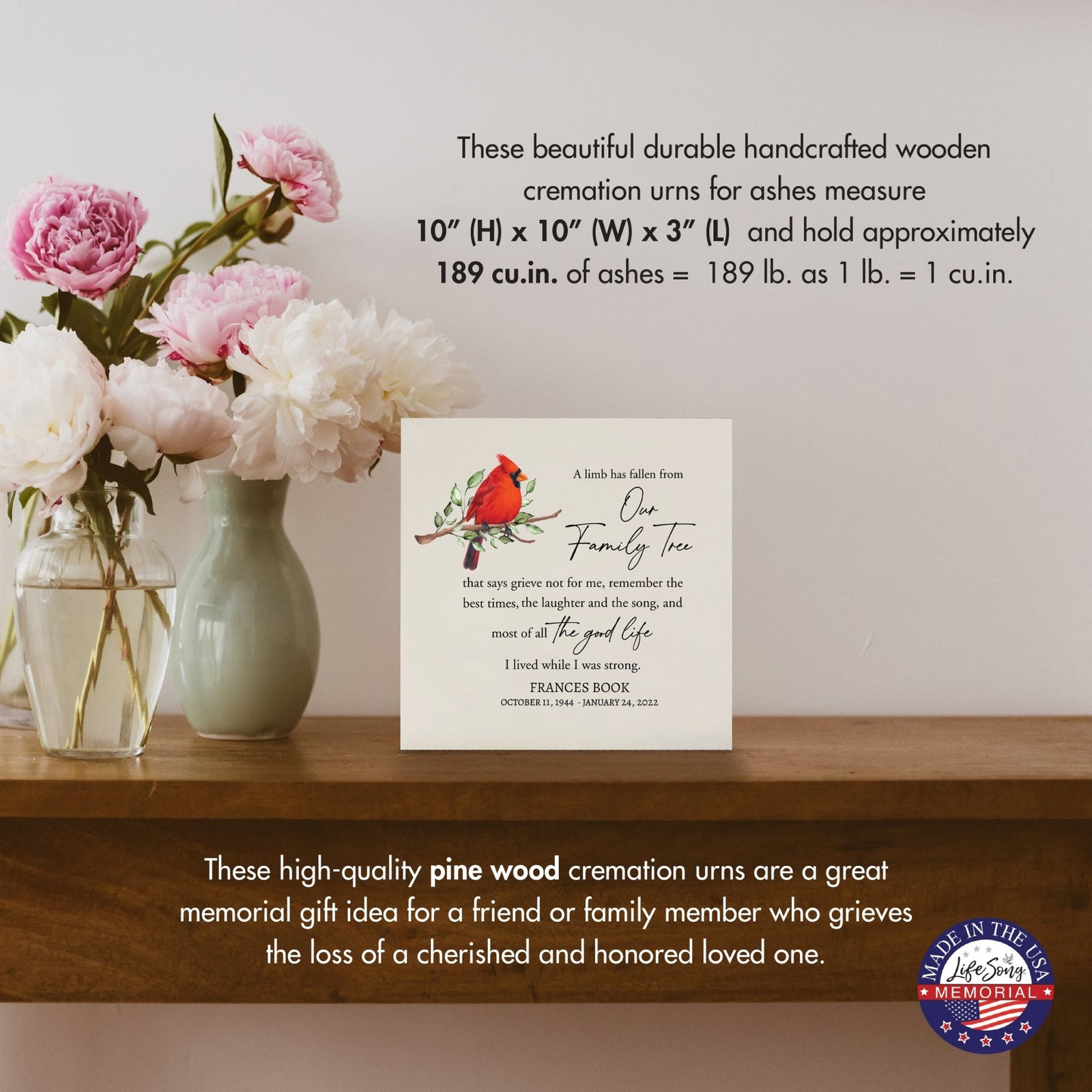 Personalized Modern Shadow Box Urn For Funeral Sympathy Gift