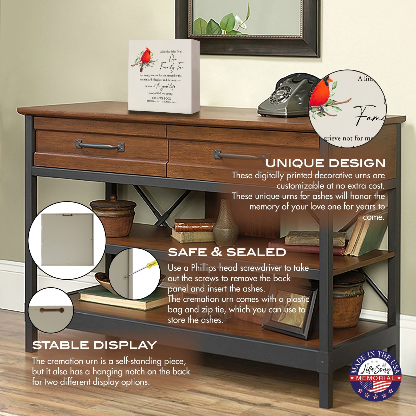 Personalized Modern Shadow Box Tabletop For Urn Ashes