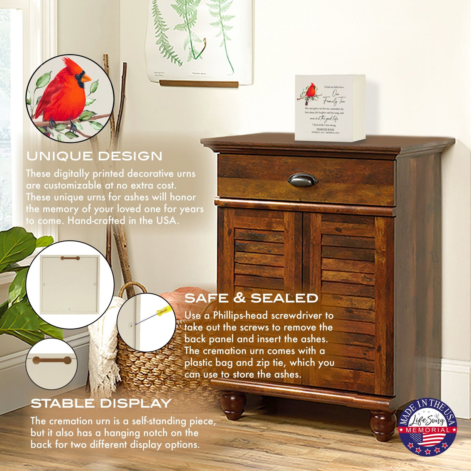 Custom Funeral Shadow Box Shelf Urn For Adult Human Ashes