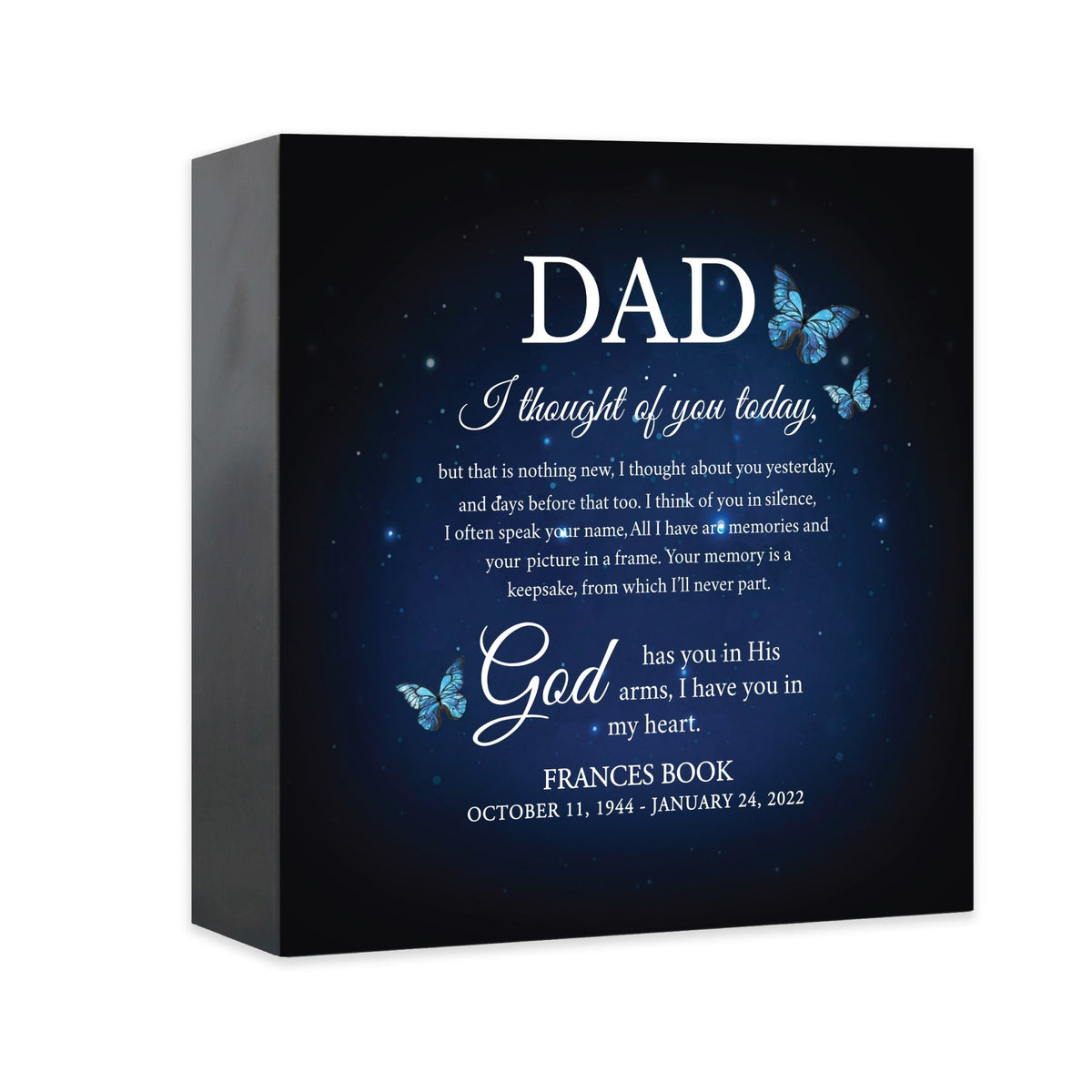 Memorial Customizable Tabletop Shadow Box Urn For Human Ashes
