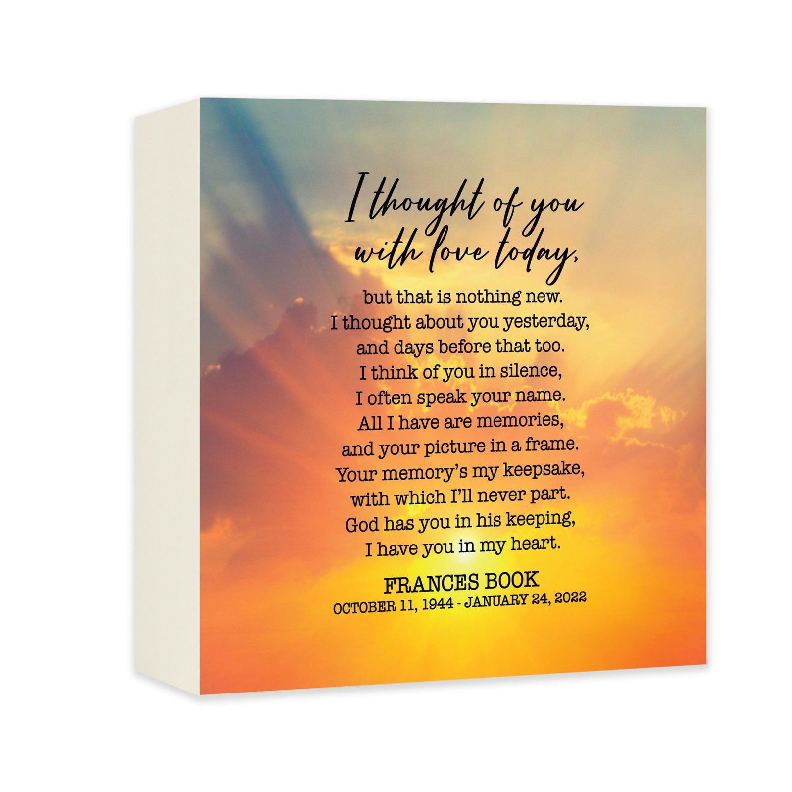 Personalized Memorial Shadow Box Keepsake Urn Box for Adult