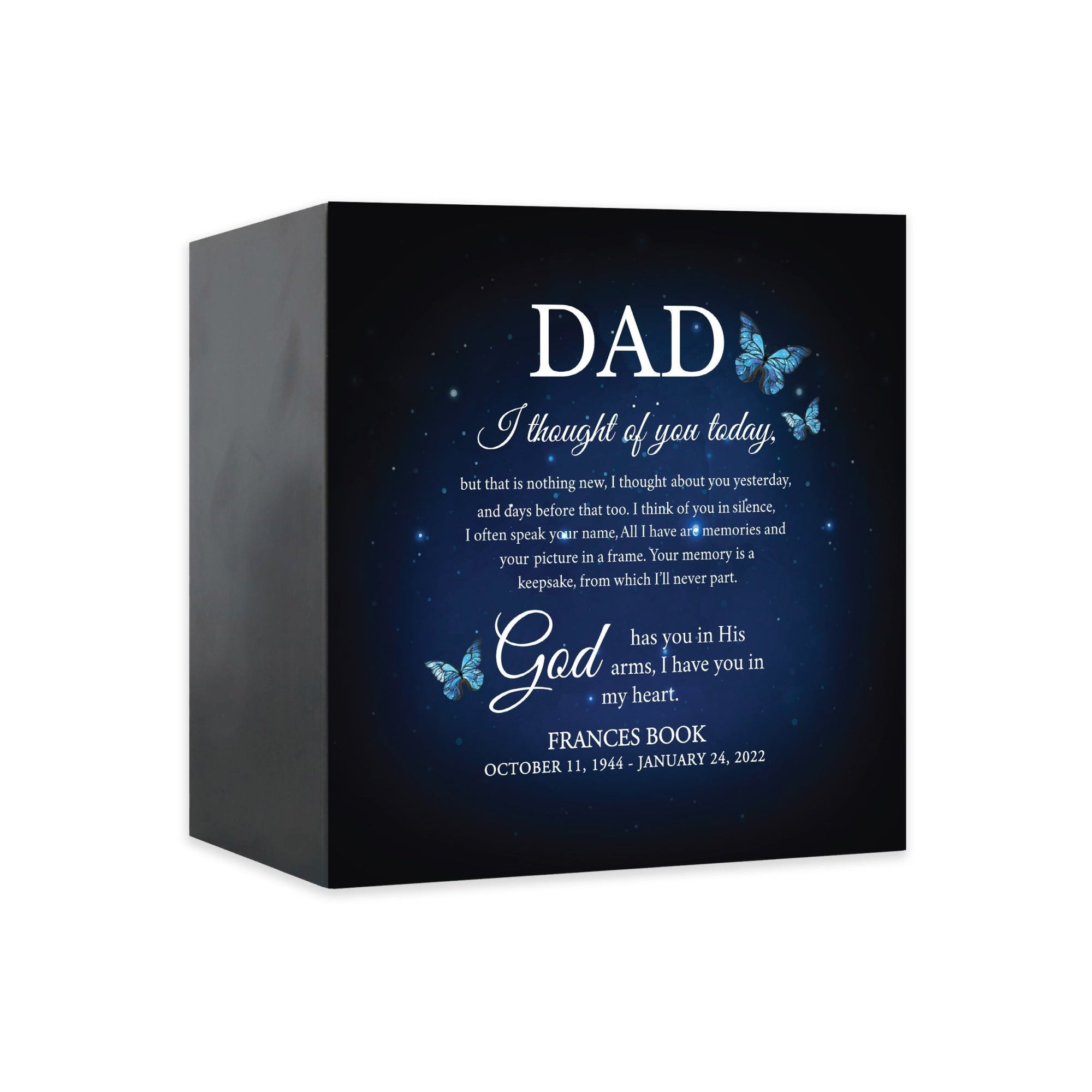 Custom Memorial Shadow Box Urn Box for Human Ashes - I Thought Of You - LifeSong Milestones