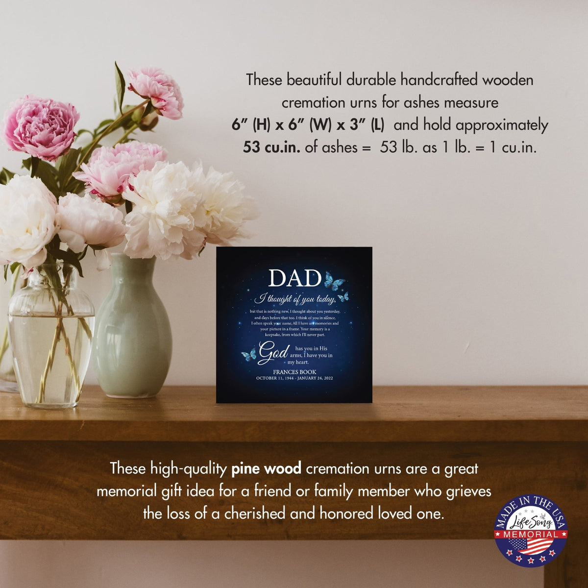 Personalized Modern Shadow Box Tabletop For Urn Ashes