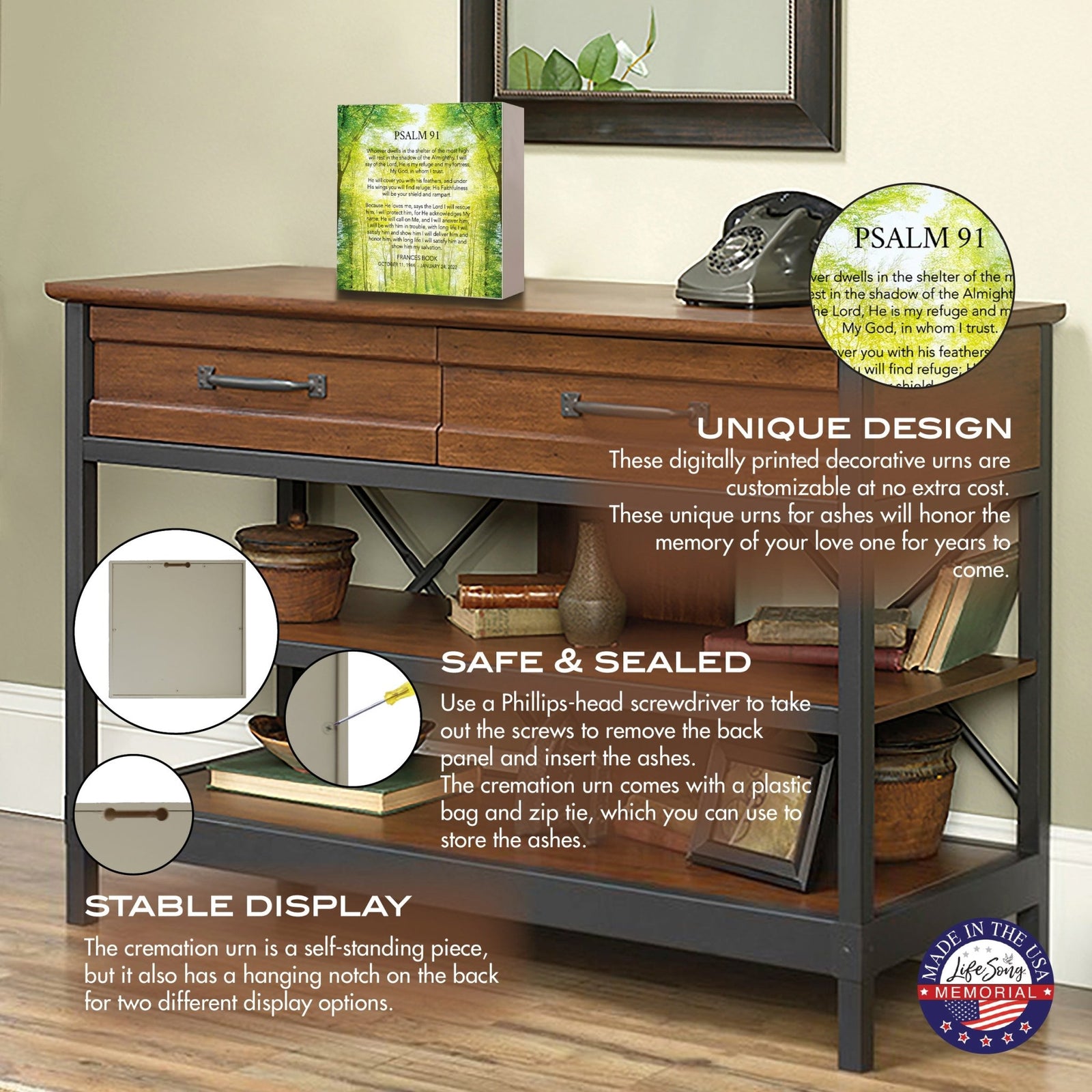 Custom Funeral Shadow Box Shelf Urn For Adult Human Ashes