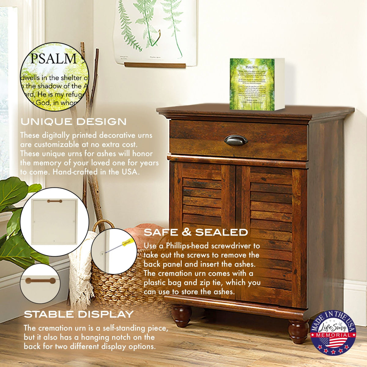 Custom Funeral Shadow Box Shelf Urn For Adult Human Ashes