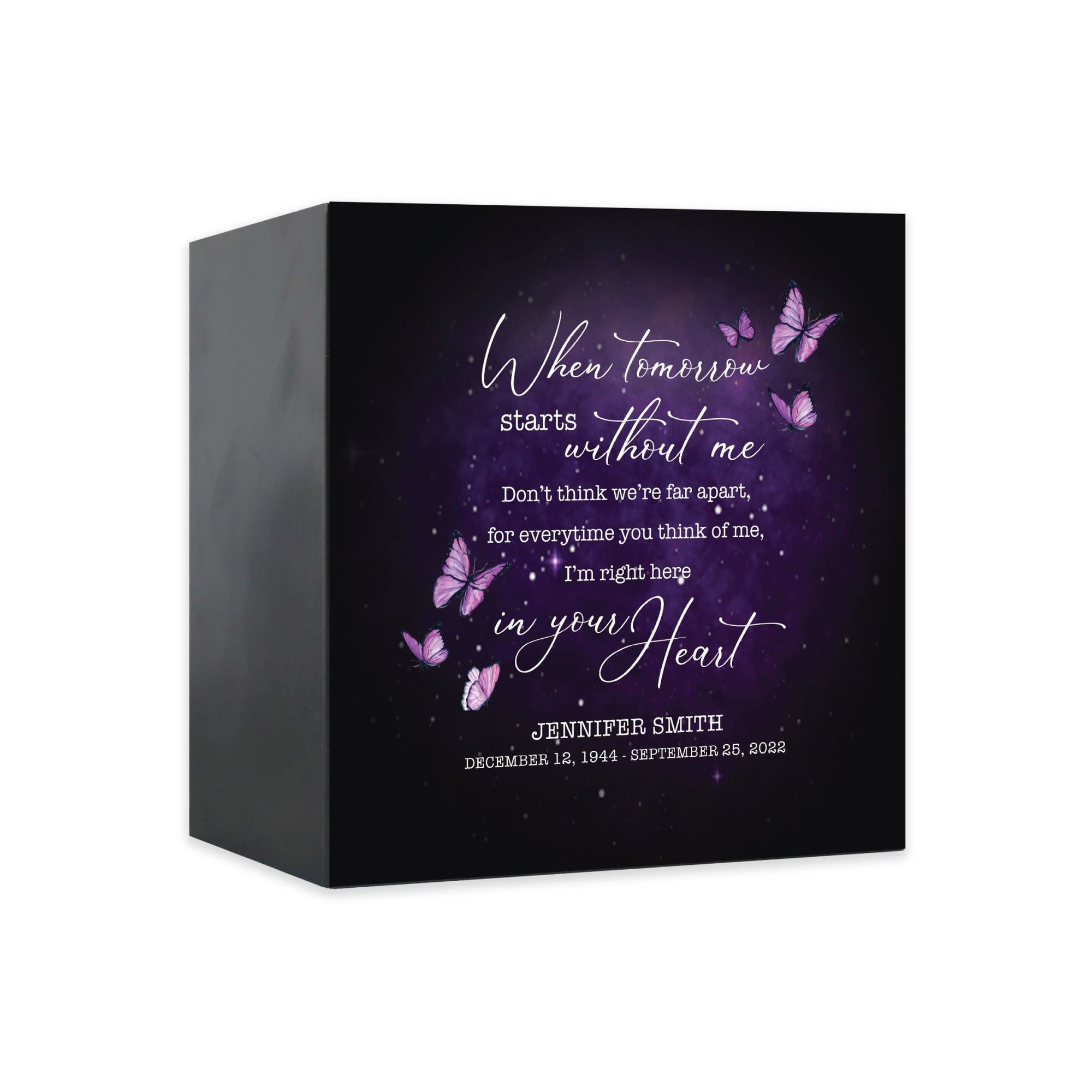 Custom Memorial Shadow Box Urn Box for Human Ashes - When Tomorrow Starts - LifeSong Milestones