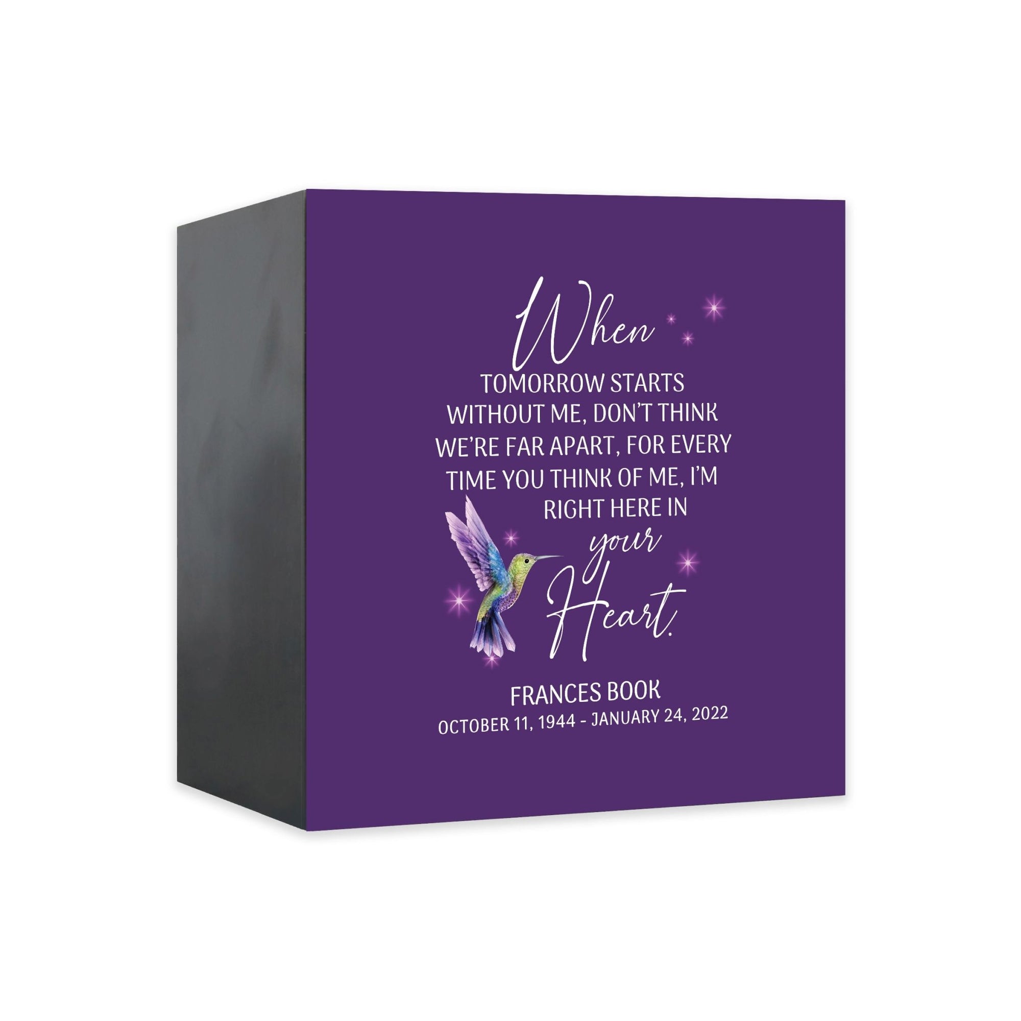 Custom Memorial Shadow Box Urn Box for Human Ashes - When Tomorrow Starts - LifeSong Milestones