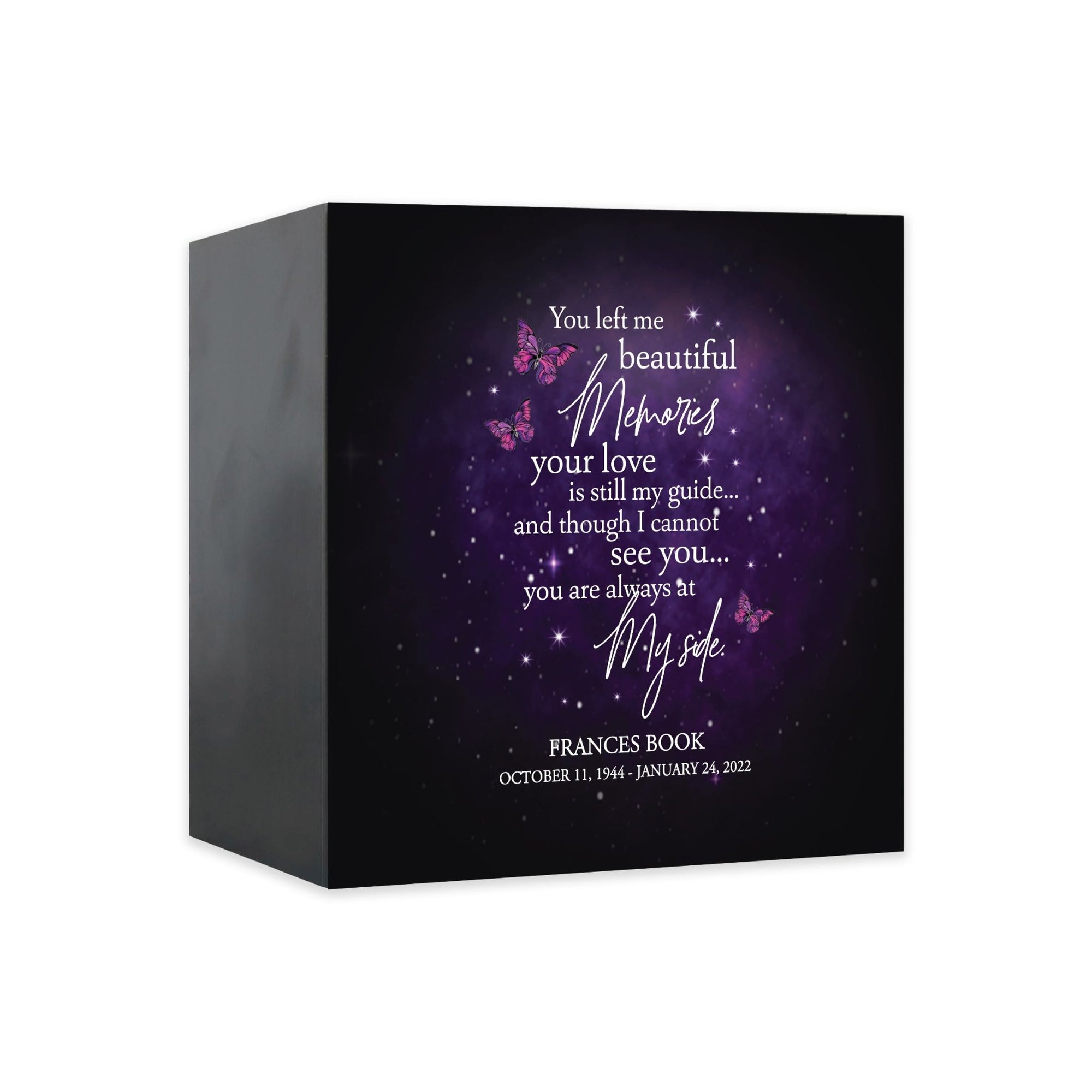 Custom Memorial Shadow Box Urn Box for Human Ashes - You Left Me Beautiful Memories - LifeSong Milestones