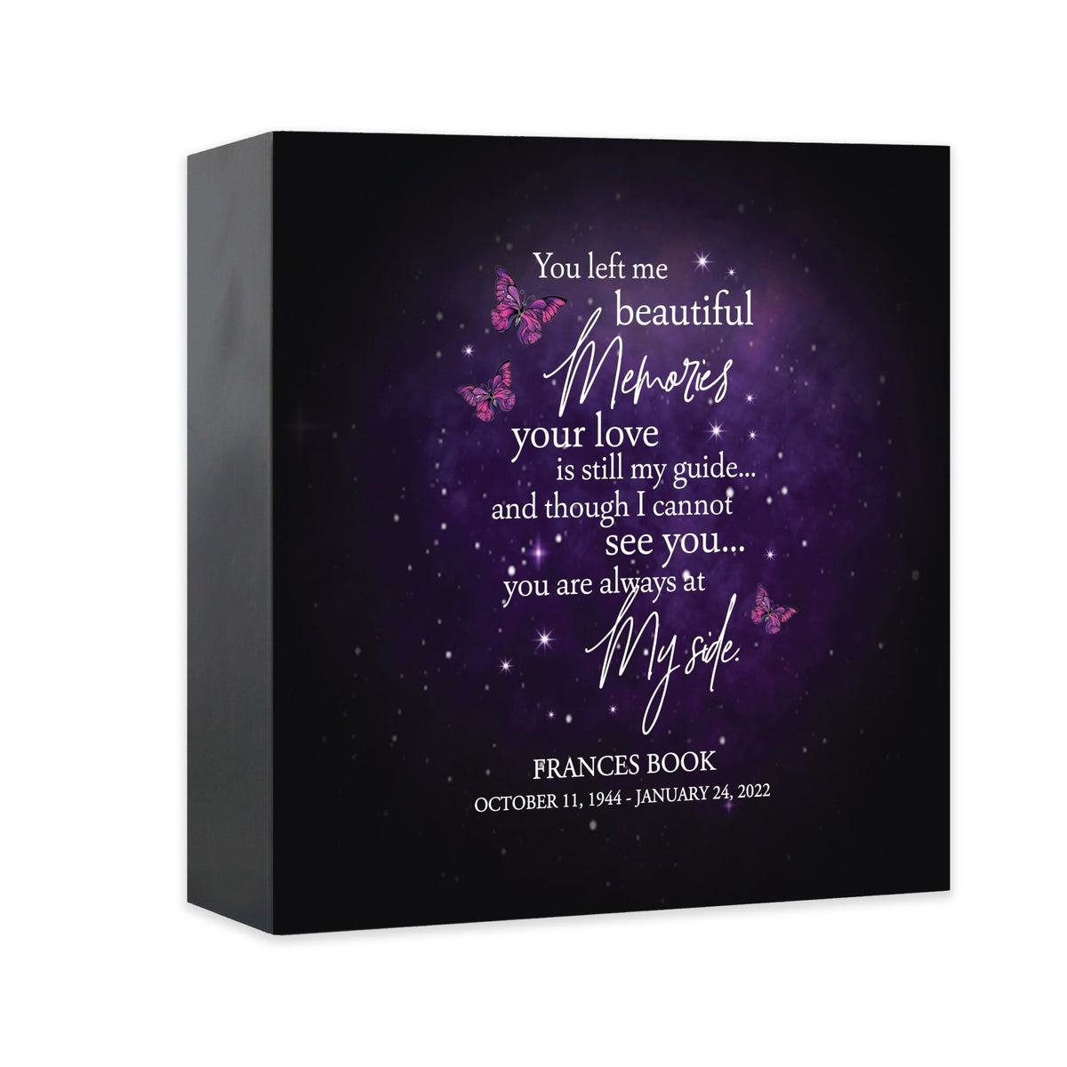 Custom Memorial Shadow Box Urn Box for Human Ashes - You Left Me Beautiful Memories - LifeSong Milestones