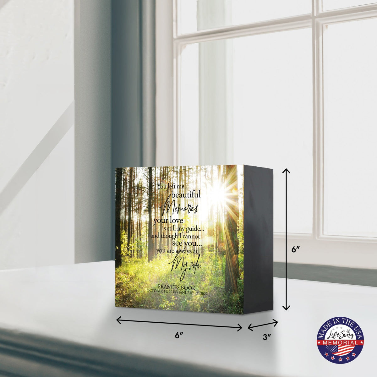 Custom Memorial Shadow Box Urn Box for Human Ashes - You Left Me Beautiful Memories - LifeSong Milestones