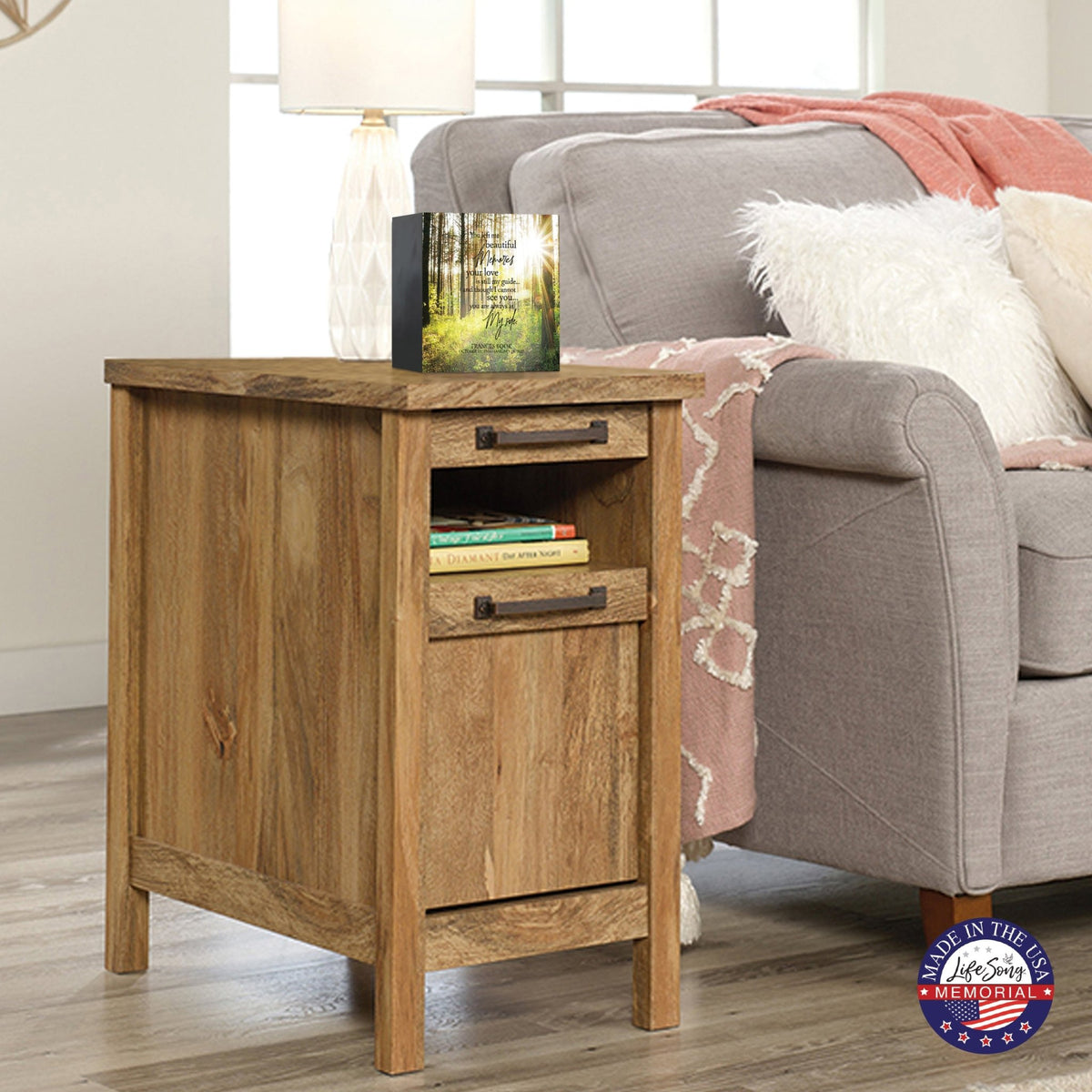 Custom Memorial Shadow Box Urn Box for Human Ashes - You Left Me Beautiful Memories - LifeSong Milestones