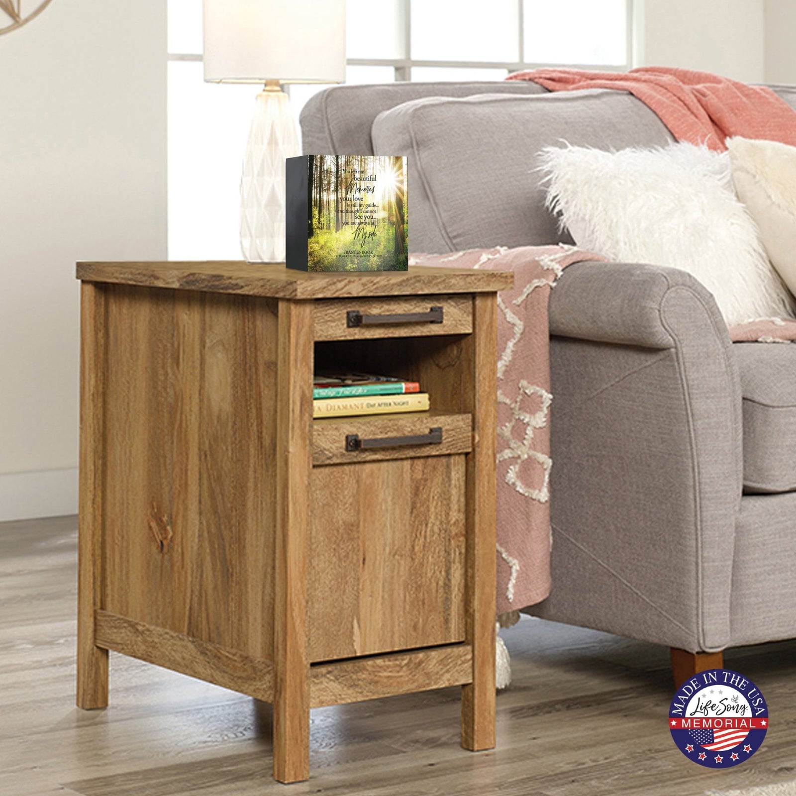 Custom Memorial Shadow Box Urn Box for Human Ashes - You Left Me Beautiful Memories - LifeSong Milestones