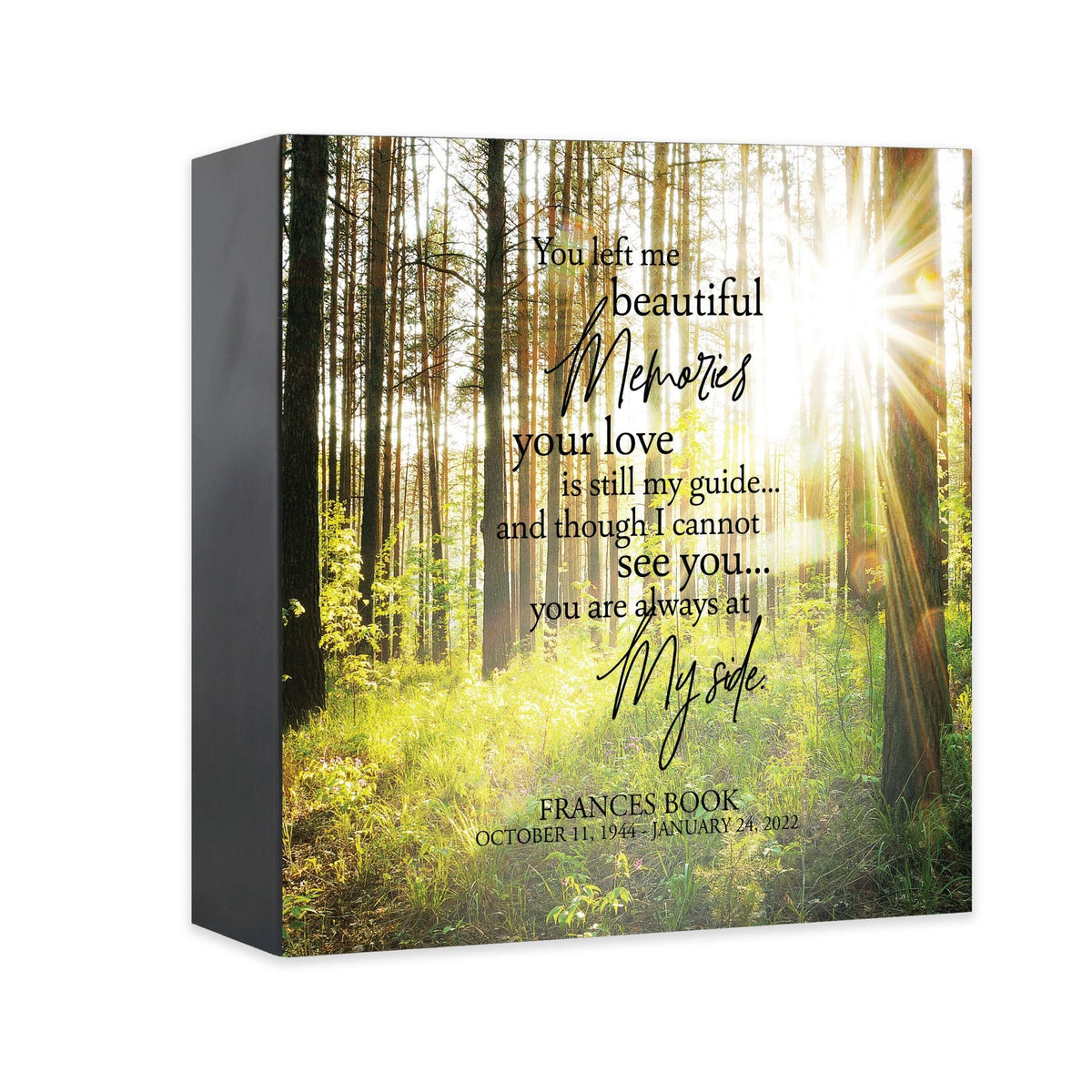 Custom Memorial Shadow Box Urn Box for Human Ashes - You Left Me Beautiful Memories - LifeSong Milestones