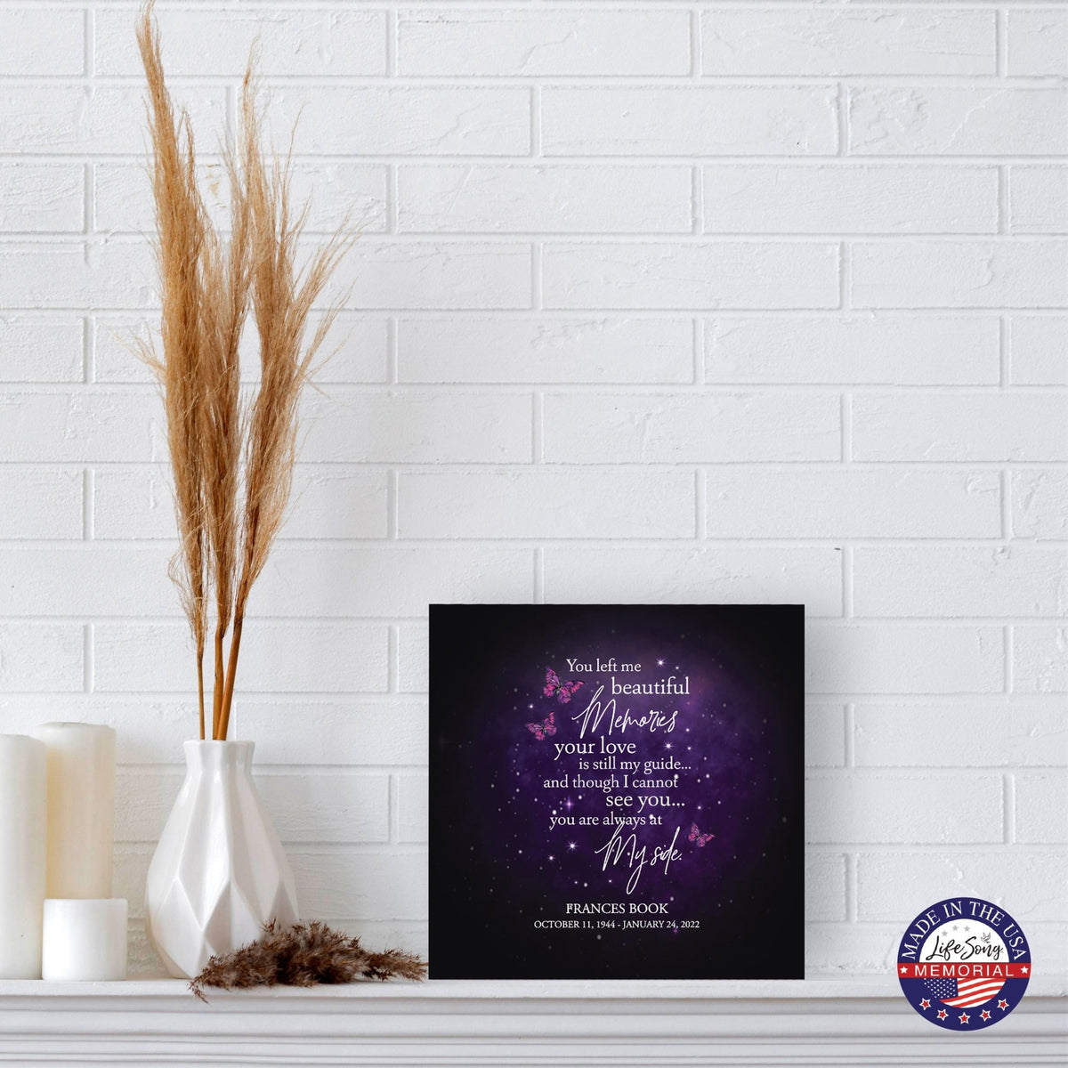 Custom Memorial Shadow Box Urn Box for Human Ashes - You Left Me Beautiful Memories - LifeSong Milestones