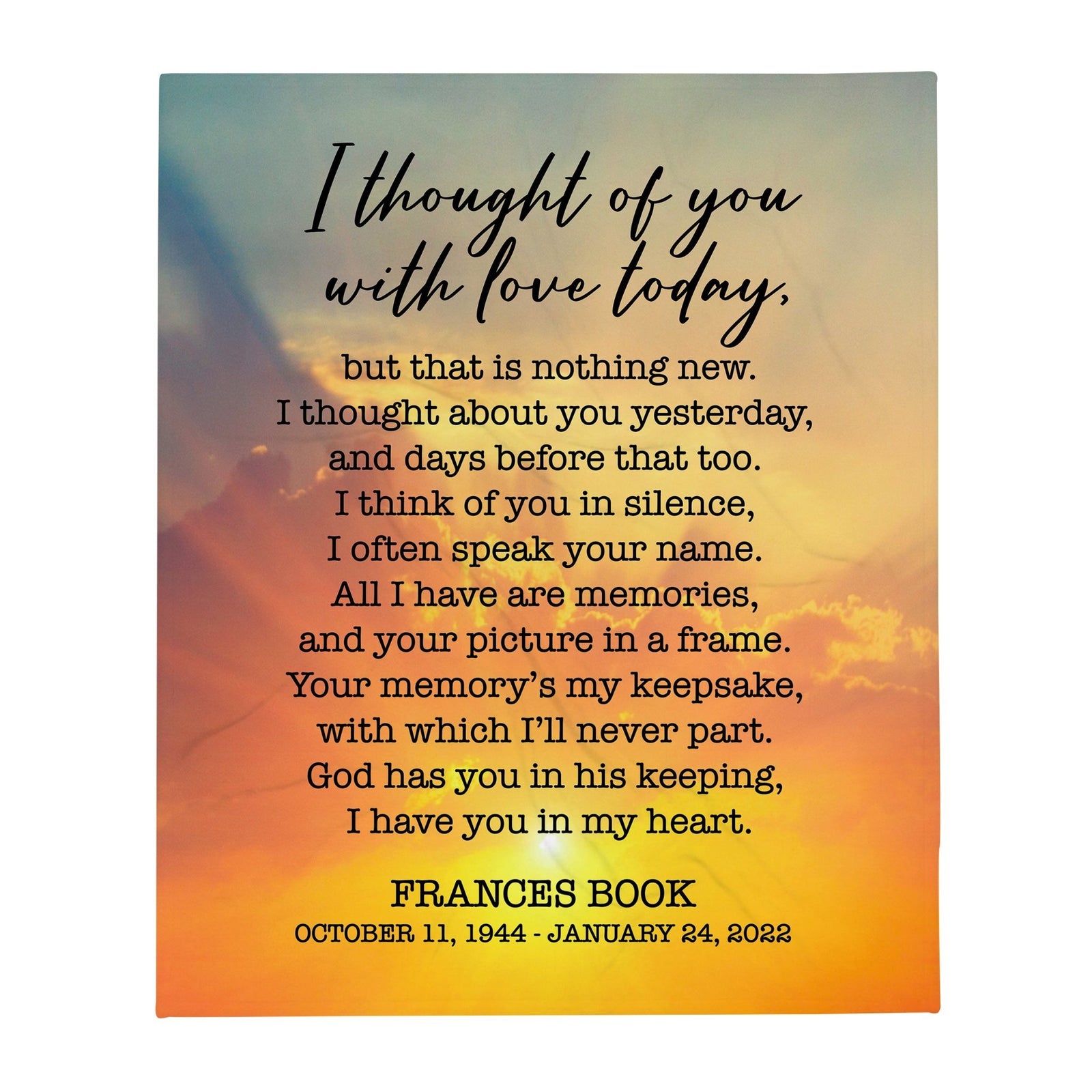 Custom Memorial Soft Throw Blankets for Home Décor - LifeSong Milestones