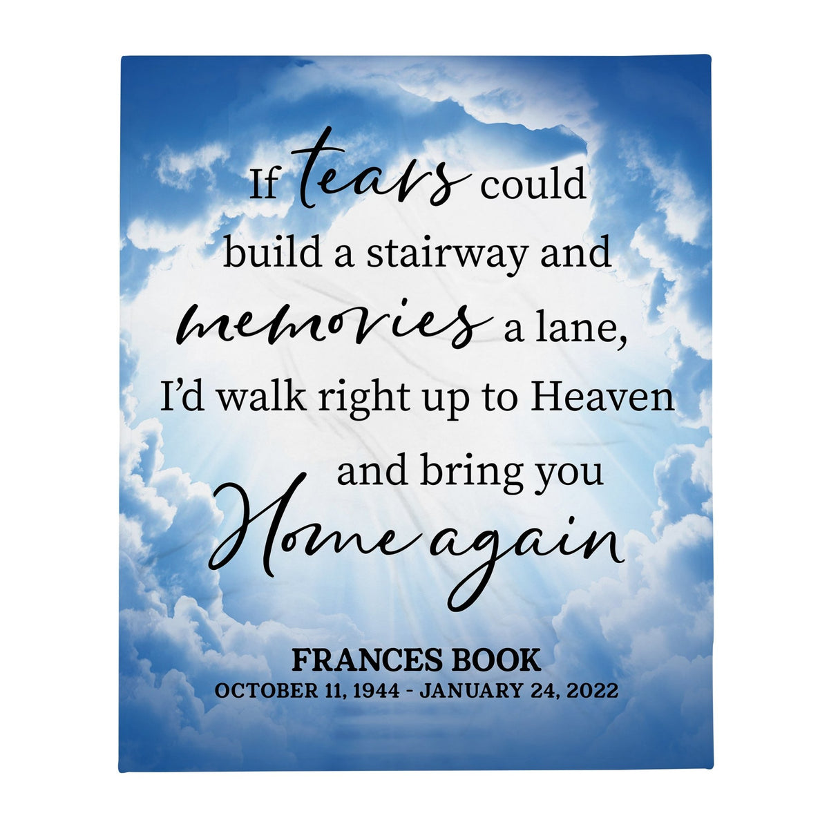 Custom Memorial Soft Throw Blankets for Home Décor - LifeSong Milestones