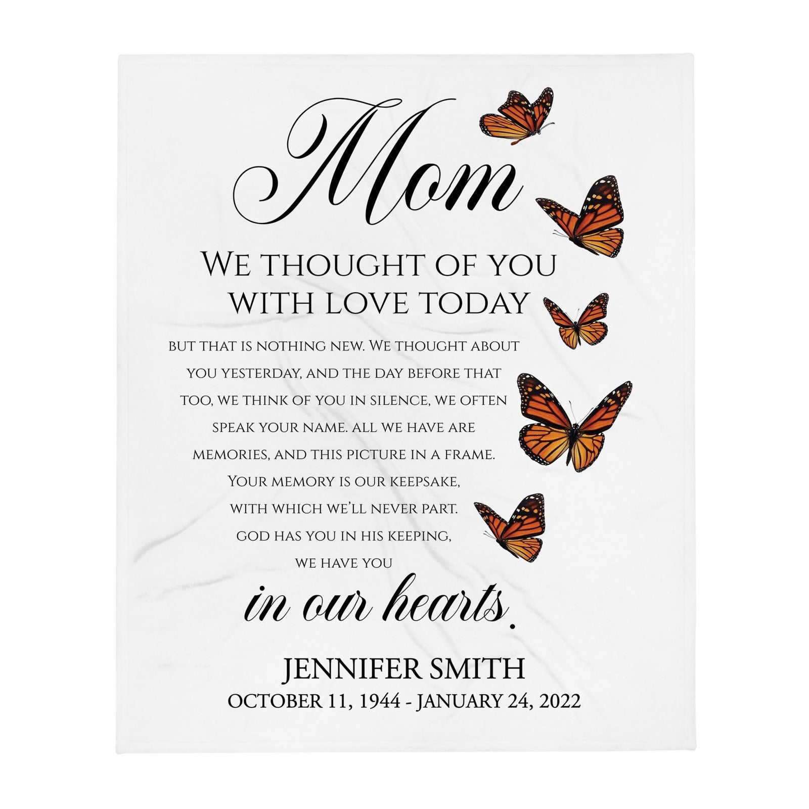 Custom Memorial Soft Throw Blankets for Home Décor - LifeSong Milestones