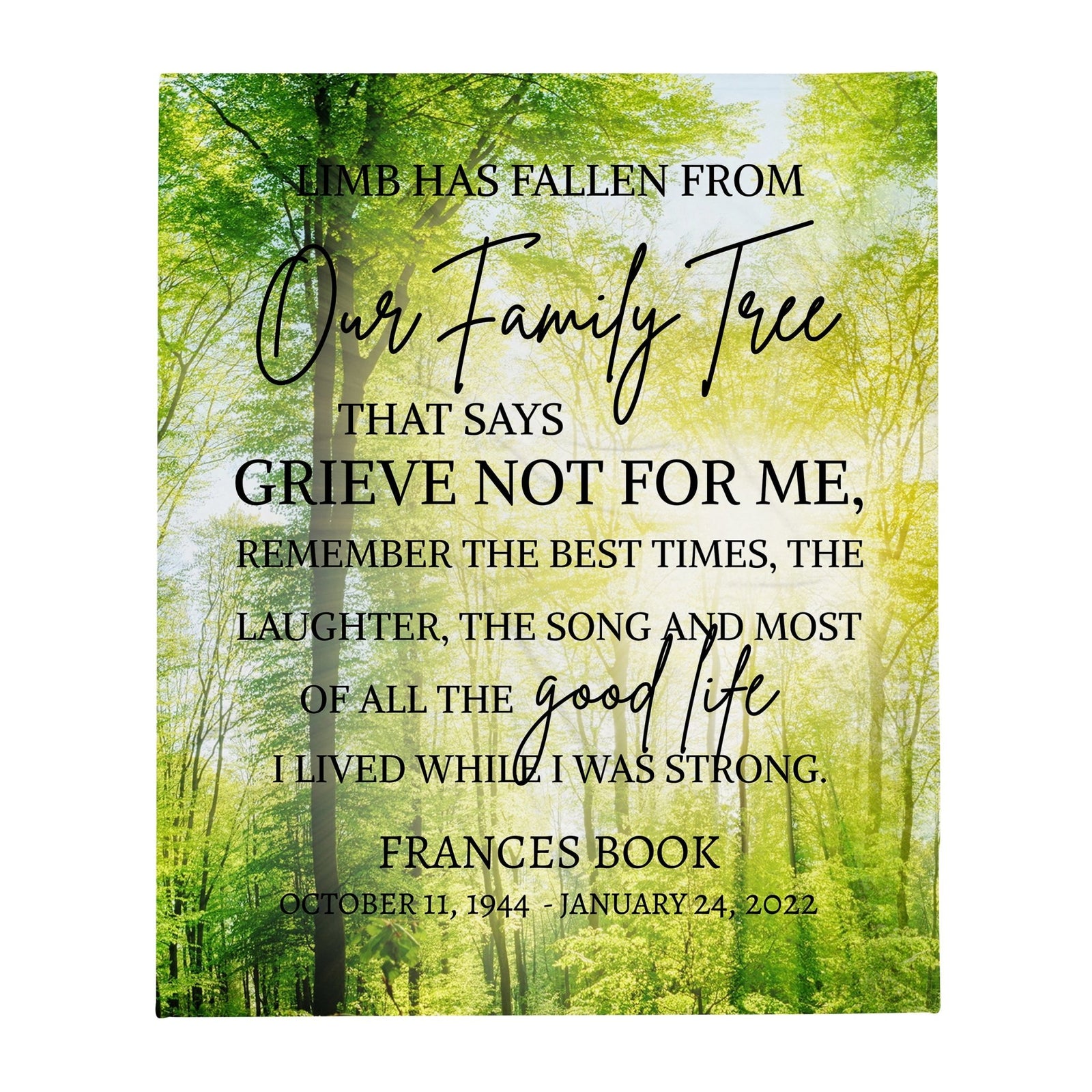 Custom Memorial Soft Throw Blankets for Home Décor - LifeSong Milestones