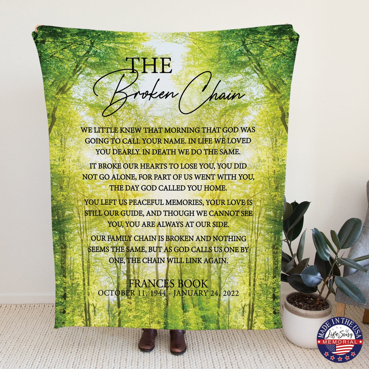 Custom Memorial Soft Throw Blankets for Home Décor - LifeSong Milestones