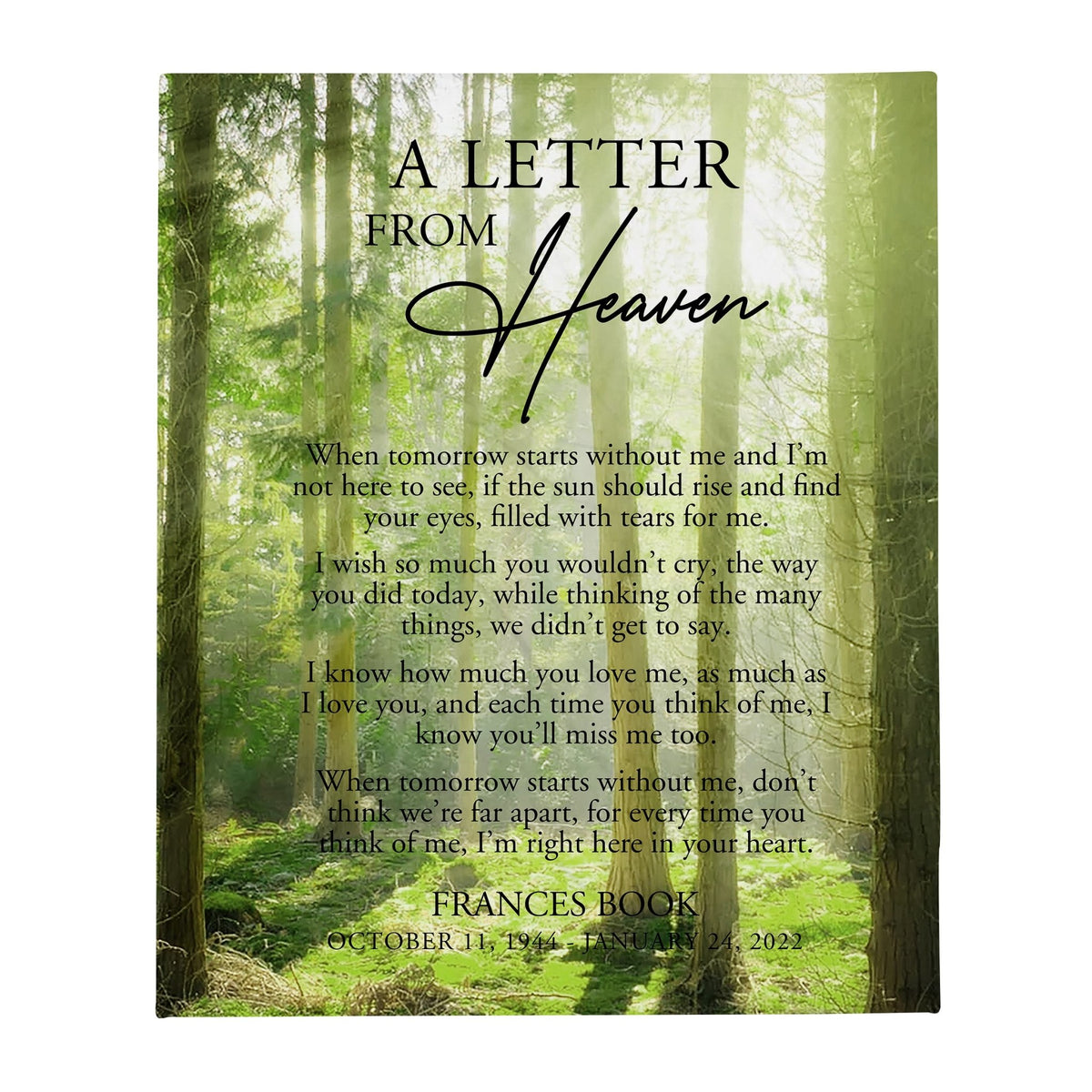 Custom Memorial Soft Throw Blankets for Home Décor - LifeSong Milestones