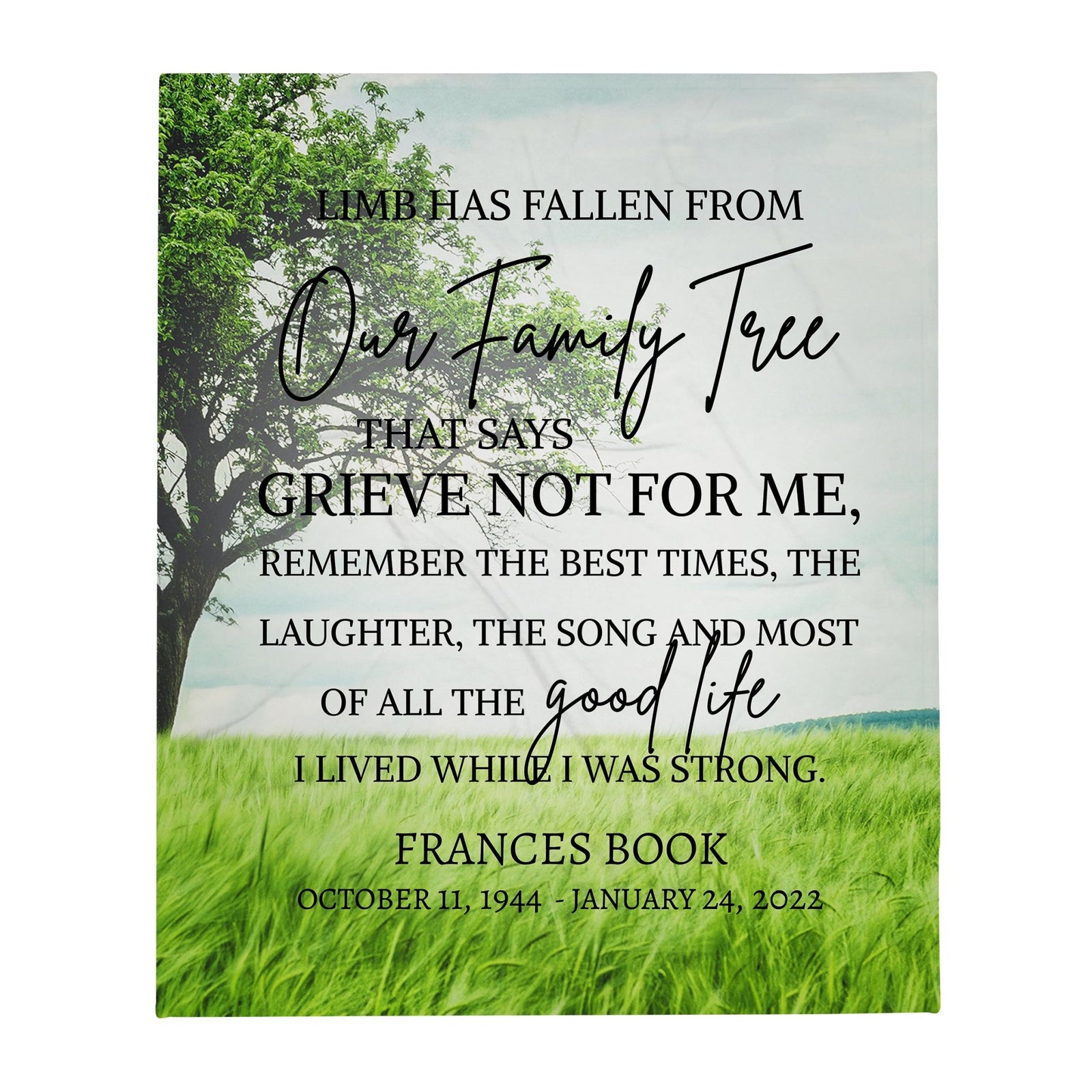 Custom Memorial Soft Throw Blankets for Home Décor - LifeSong Milestones