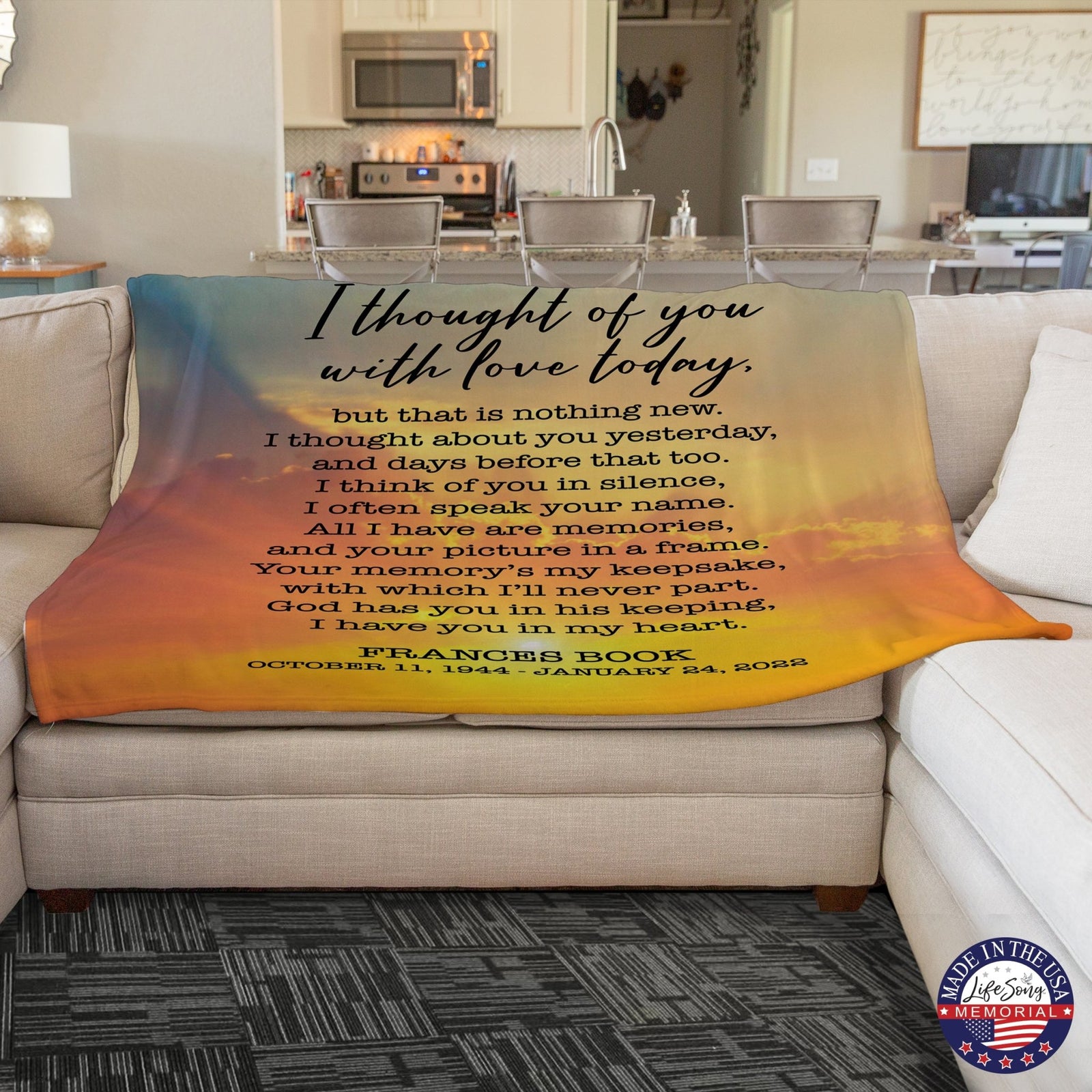 Custom Memorial Soft Throw Blankets for Home Décor - LifeSong Milestones