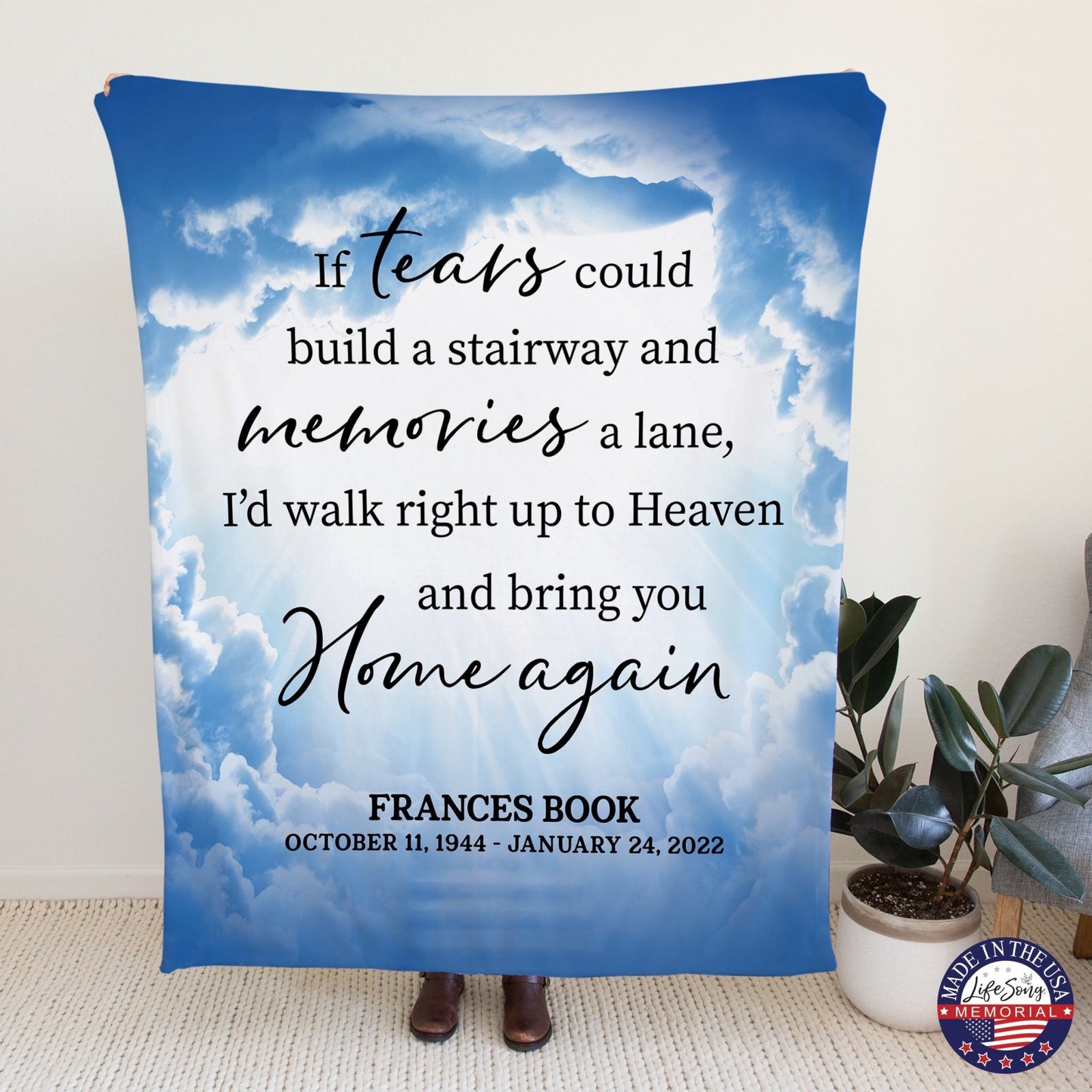 Custom Memorial Soft Throw Blankets for Home Décor - LifeSong Milestones