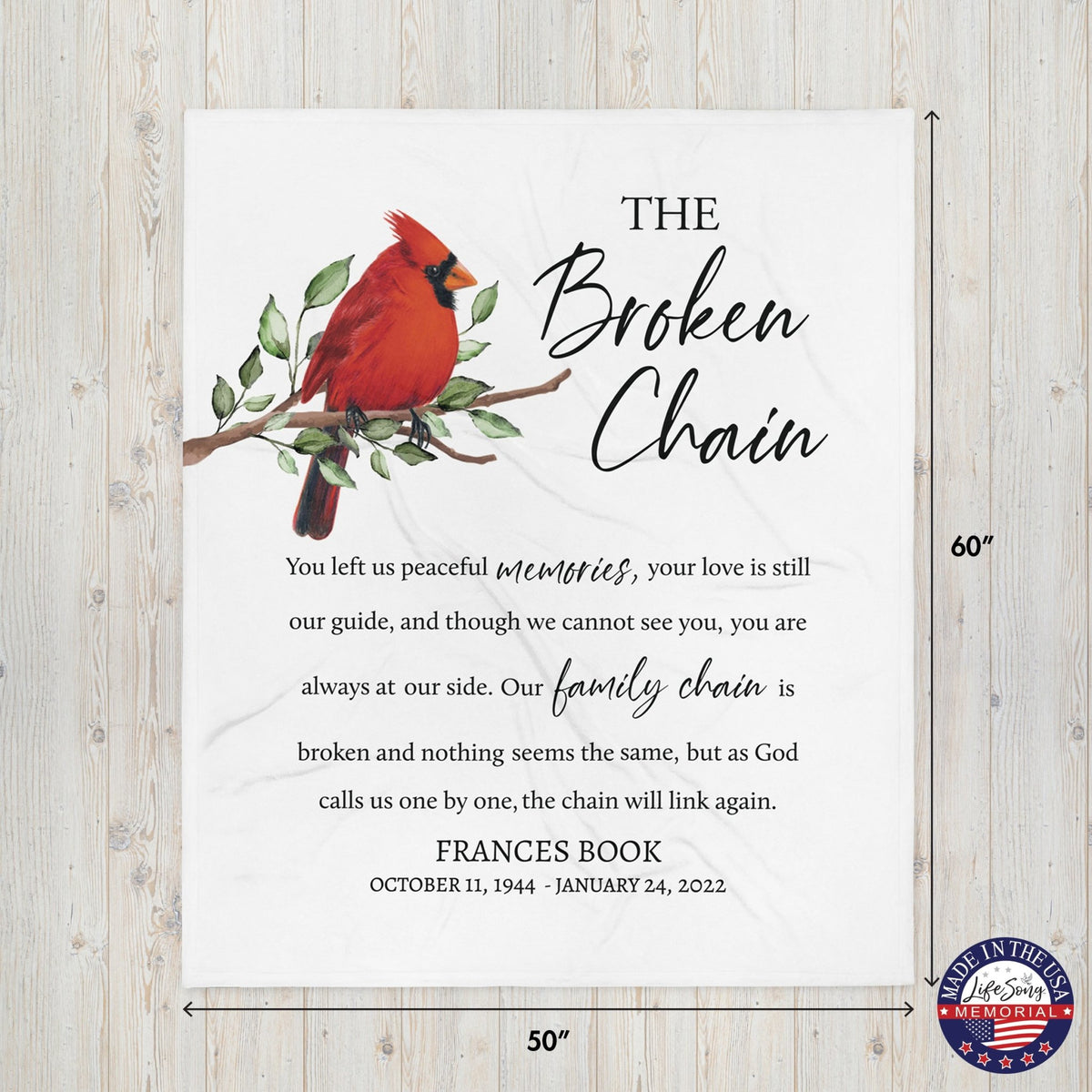 Custom Memorial Soft Throw Blankets for Home Décor - LifeSong Milestones