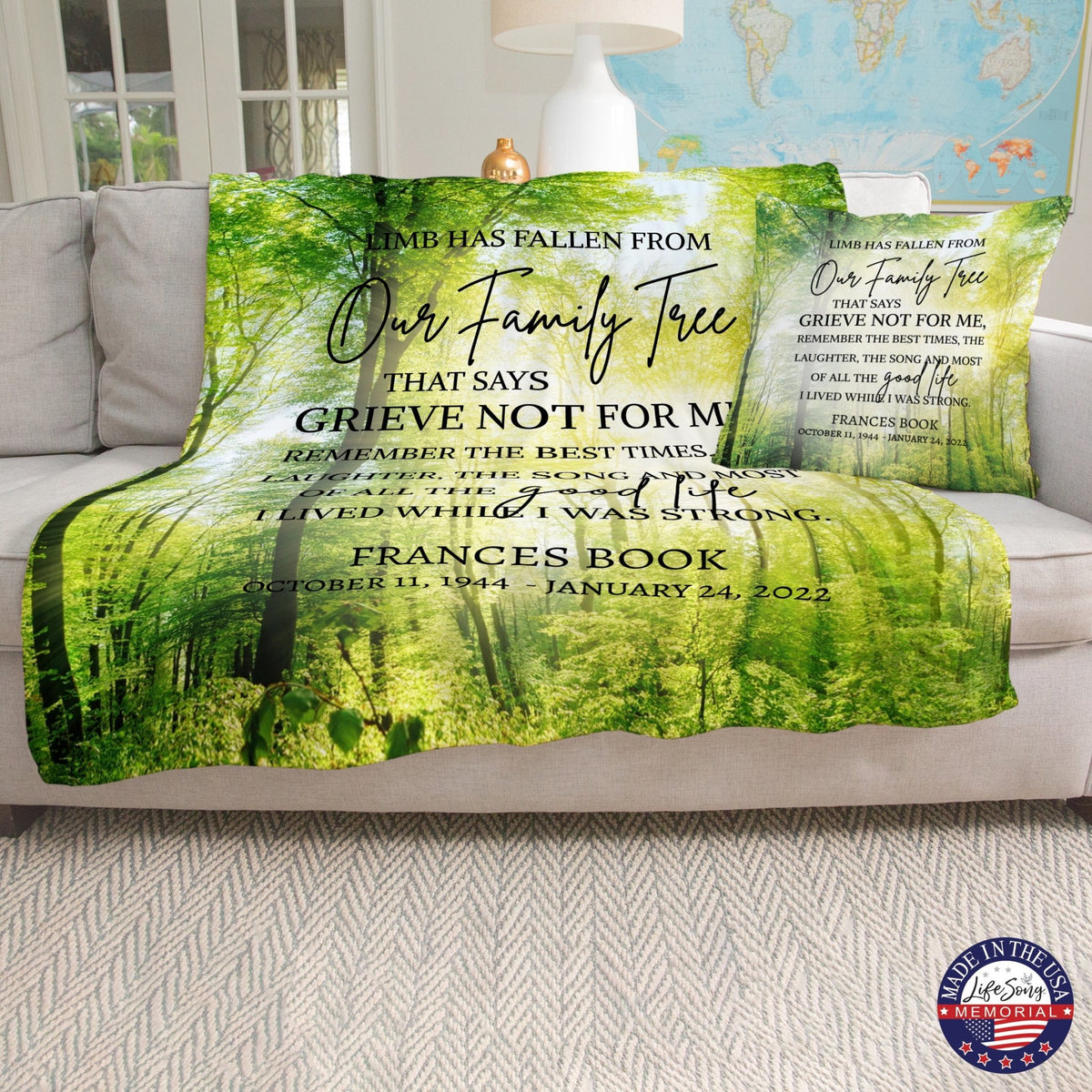 Custom Memorial Soft Throw Blankets for Home Décor - LifeSong Milestones
