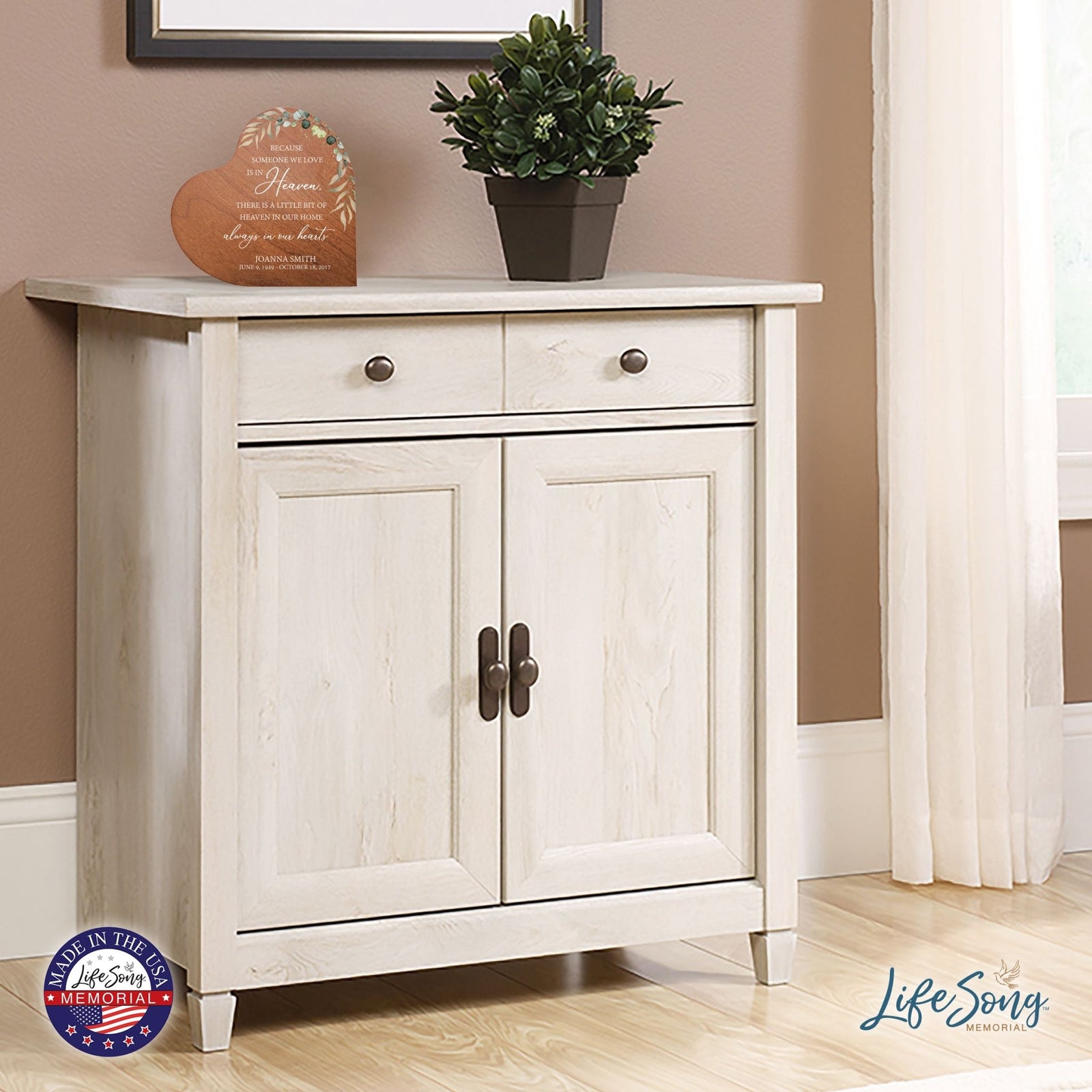 Custom Memorial Solid Wood Heart Decoration 5x5.25 Because Someone We (Cherry) - LifeSong Milestones