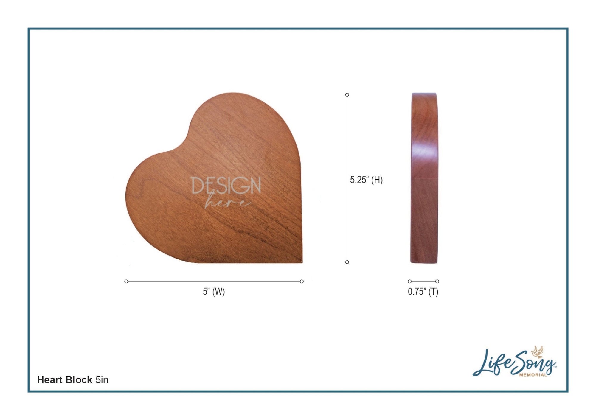 Custom Memorial Solid Wood Heart Decoration 5x5.25 We Thought Of You (Cherry) - LifeSong Milestones