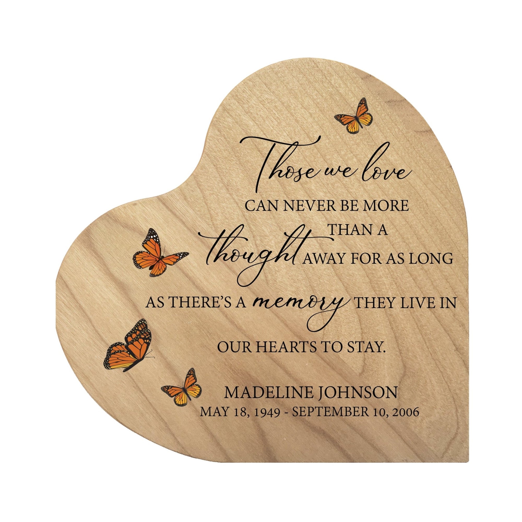 Custom Memorial Solid Wood Heart Decoration - Those We Love (Maple) - LifeSong Milestones