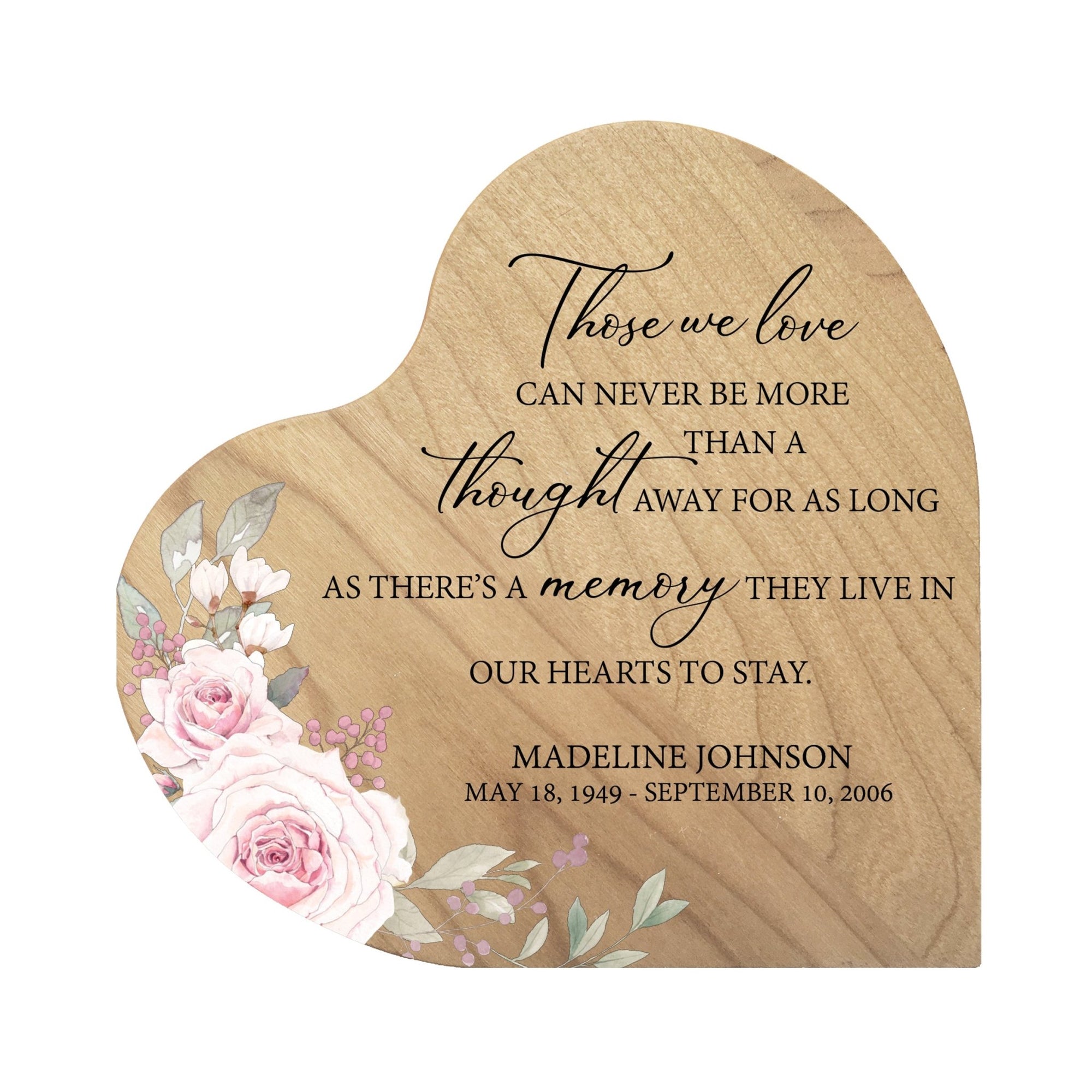 Custom Memorial Solid Wood Heart Decoration - Those We Love (Maple) - LifeSong Milestones