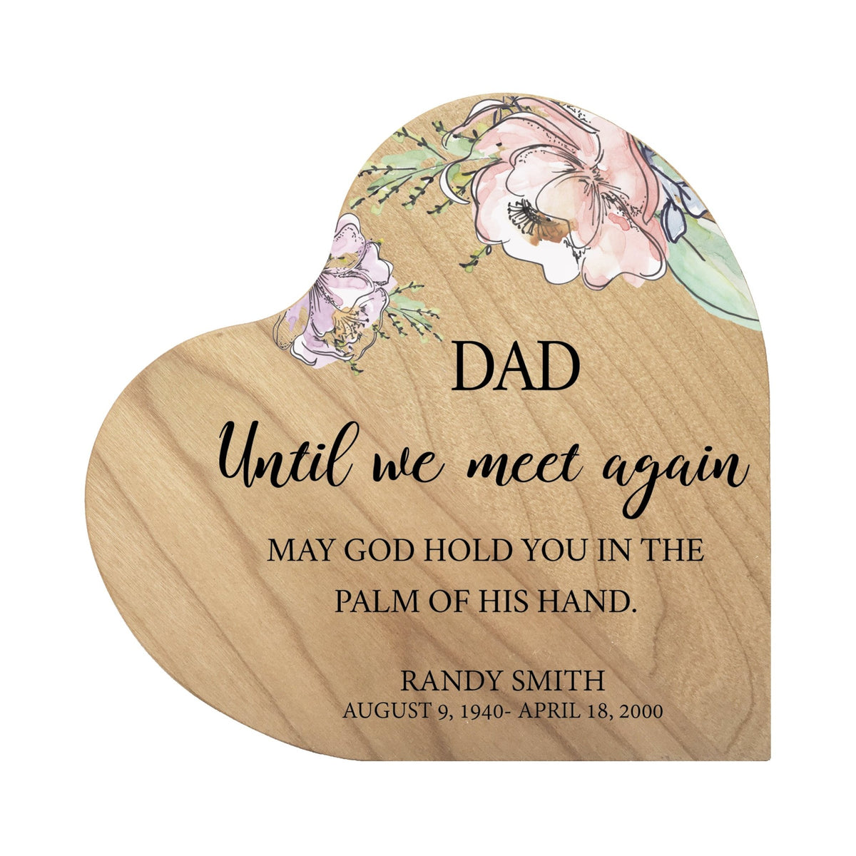 Custom Memorial Solid Wood Heart Decoration - Until We Meet Again (Maple) - LifeSong Milestones