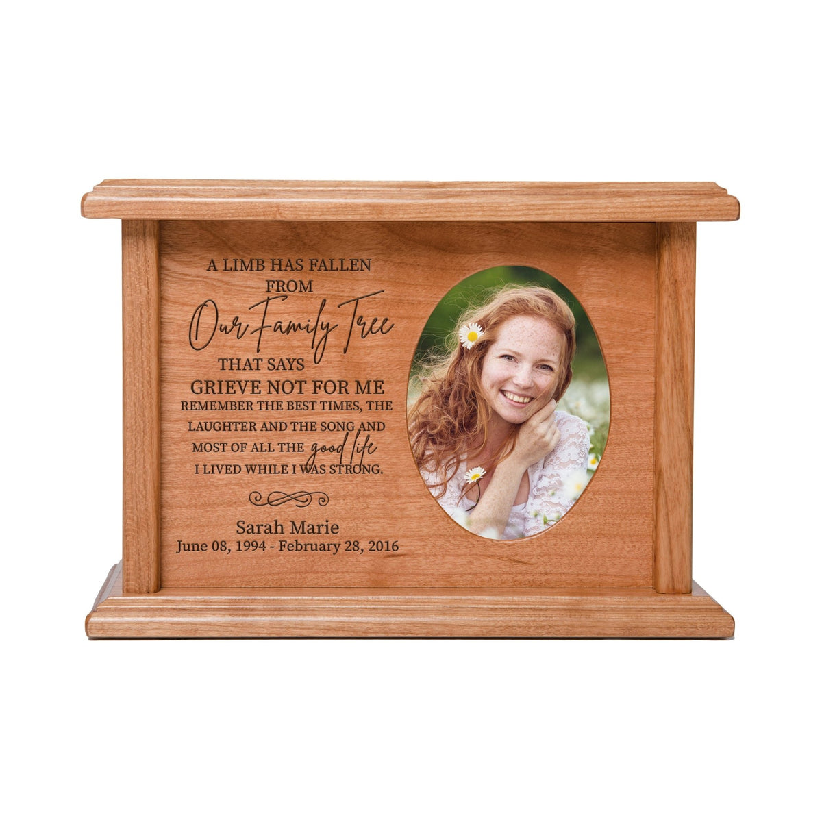 Photo Memorial Urn Box with Custom Engraving