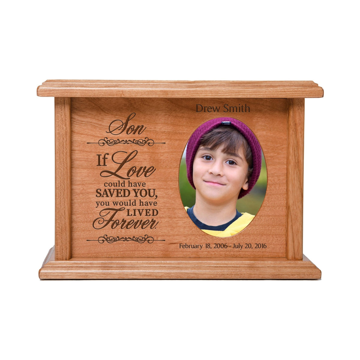 Custom Engraved Photo Memorial Urn Keepsake Box