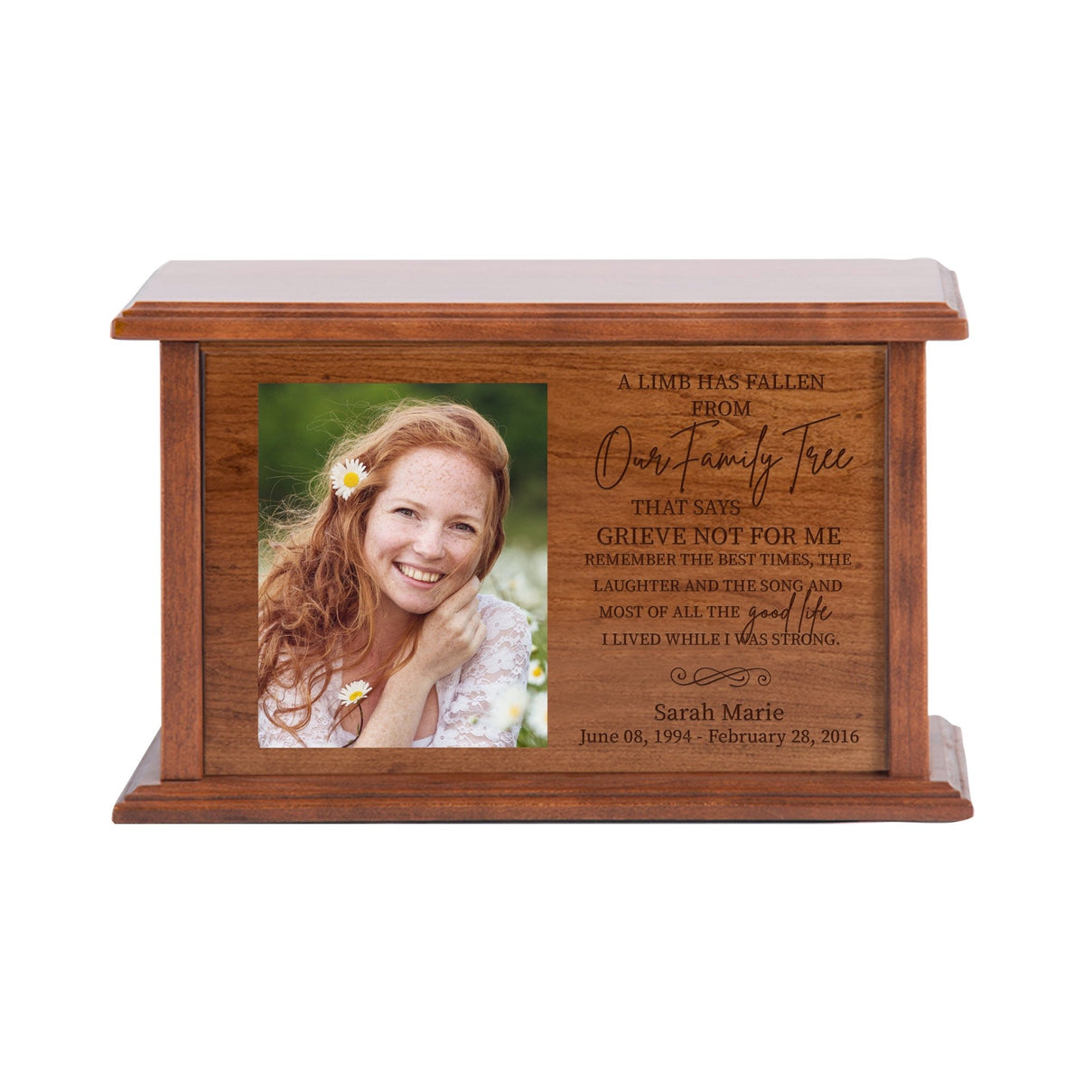 Wooden Personalized Photograph Cremation Urn for Adults