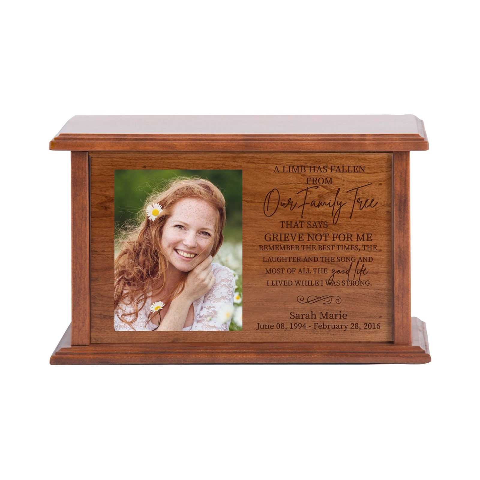 Wooden Personalized Photograph Cremation Urn for Adults