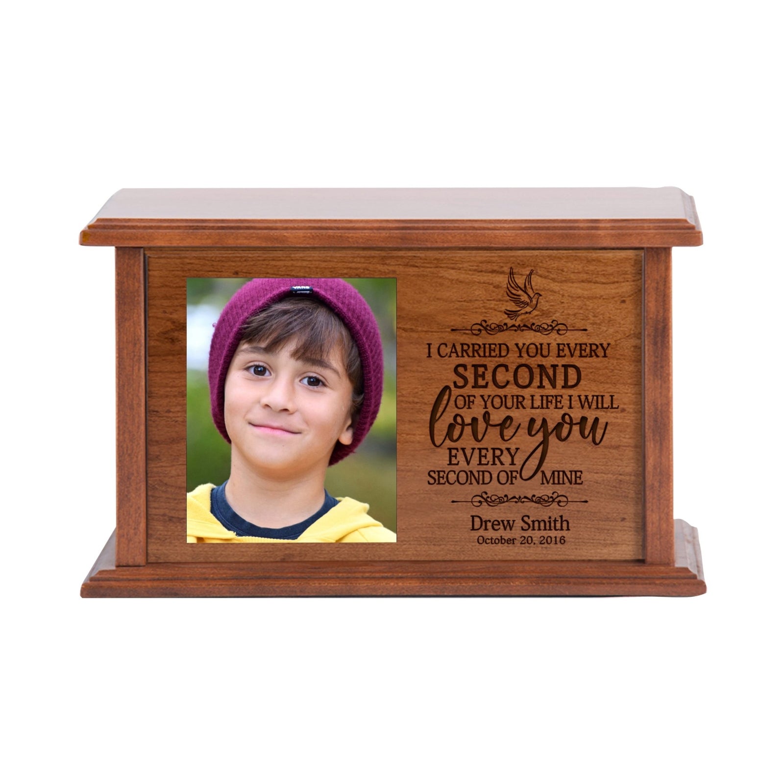 Wooden Personalized Photograph Cremation Urn for Adults