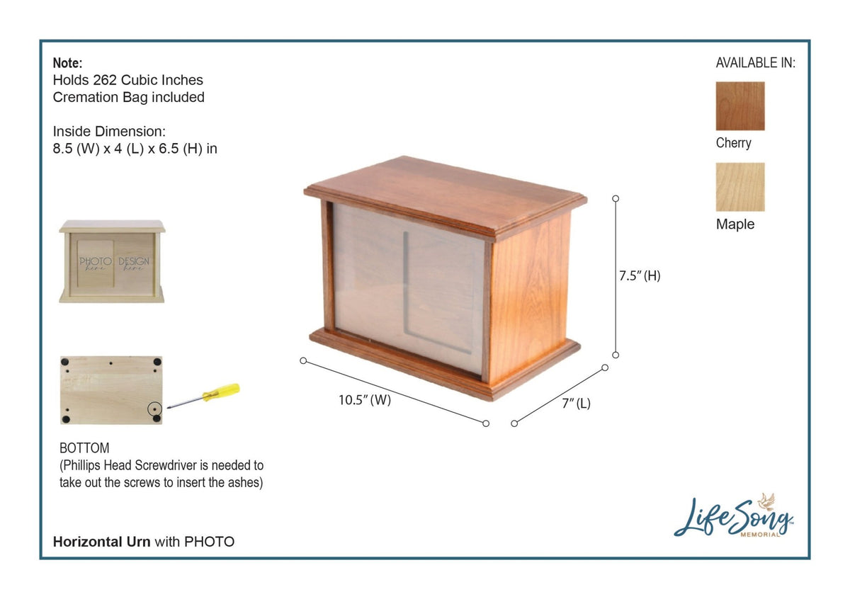 Custom Memorial Urn Box holds 4x5 photo and 260 cu in I Carried You (dove) - LifeSong Milestones