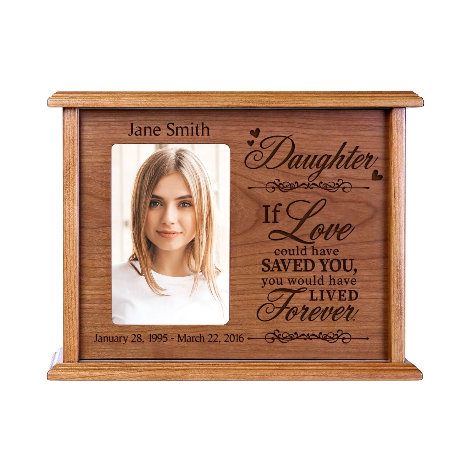 Personalized Engraved Photo Cremation Urn Box Memorial Gift