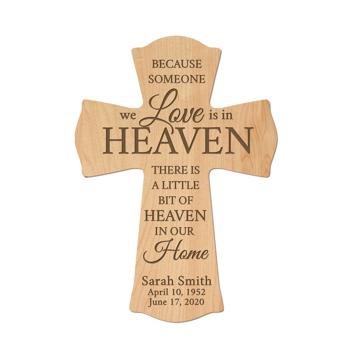 Custom Memorial Wall Cross 8” x 11.25” - Because Someone We Love - LifeSong Milestones