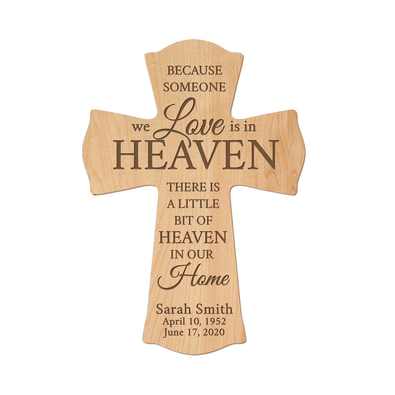 Custom Memorial Wall Cross 8” x 11.25” - Because Someone We Love - LifeSong Milestones
