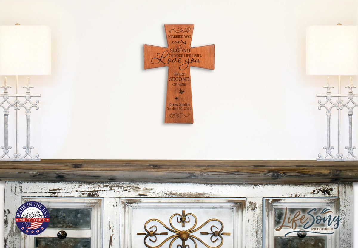 Custom Memorial Wooden Cross 12x17 I Carried You Butterfly - LifeSong Milestones