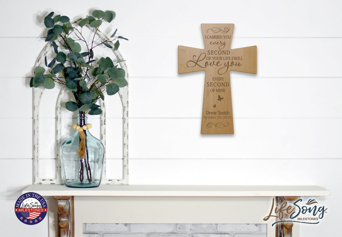 Custom Memorial Wooden Cross 12x17 I Carried You Butterfly - LifeSong Milestones
